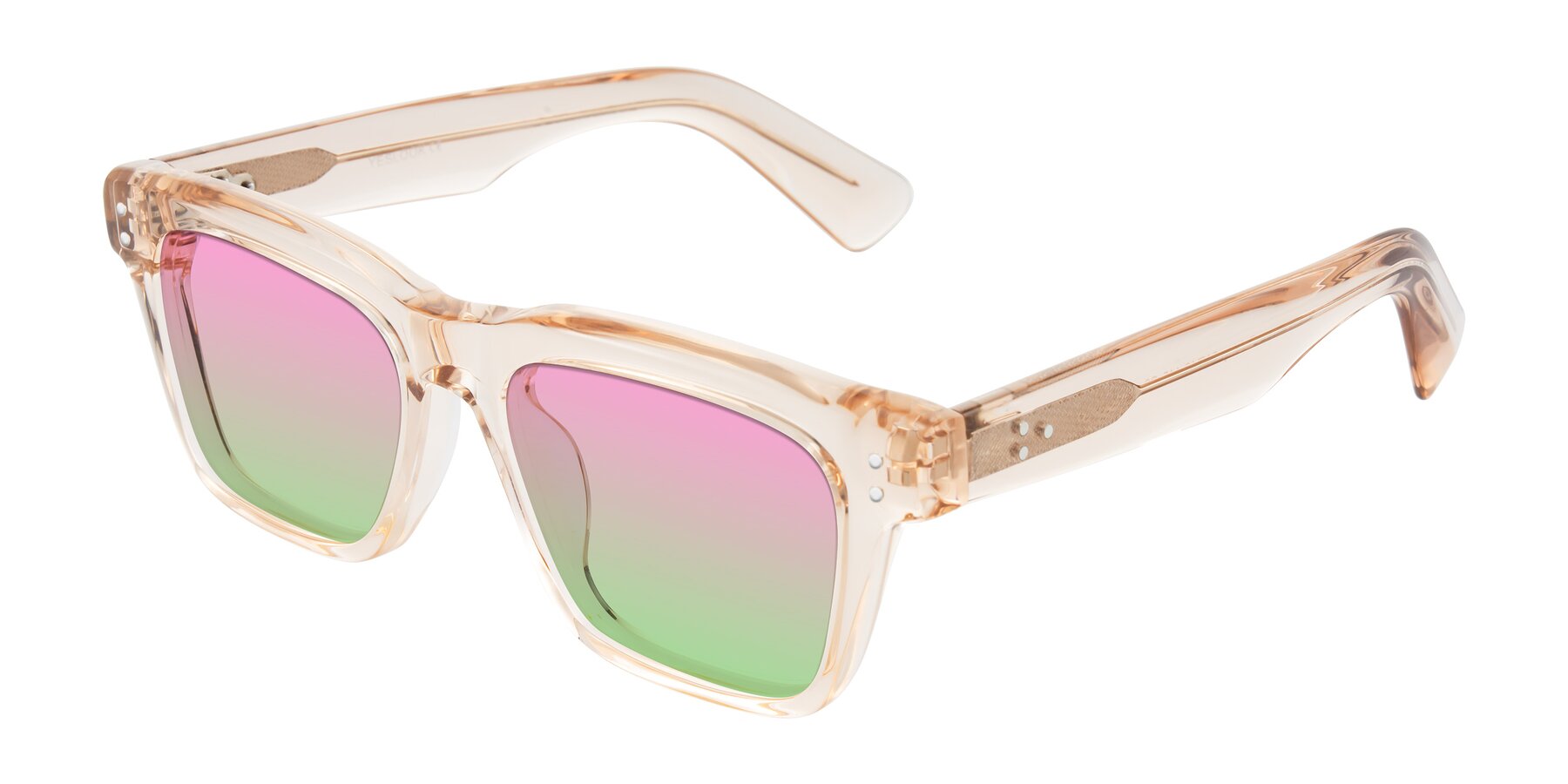 Angle of Paisley in Translucent Brown with Pink / Green Gradient Lenses
