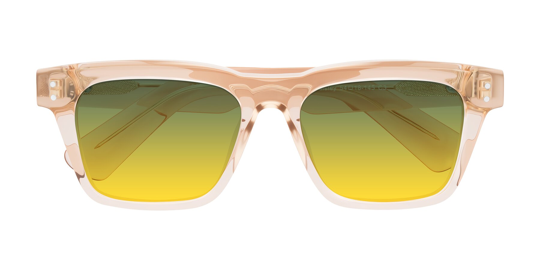 Folded Front of Paisley in Translucent Brown with Green / Yellow Gradient Lenses