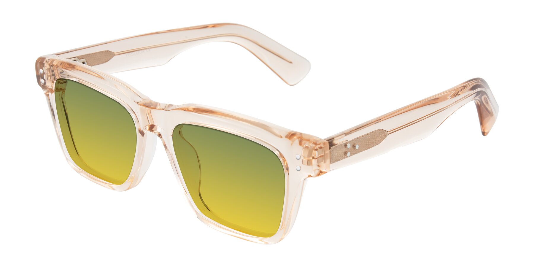 Angle of Paisley in Translucent Brown with Green / Yellow Gradient Lenses