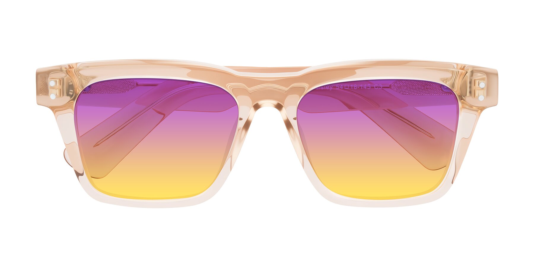Folded Front of Paisley in Translucent Brown with Purple / Yellow Gradient Lenses