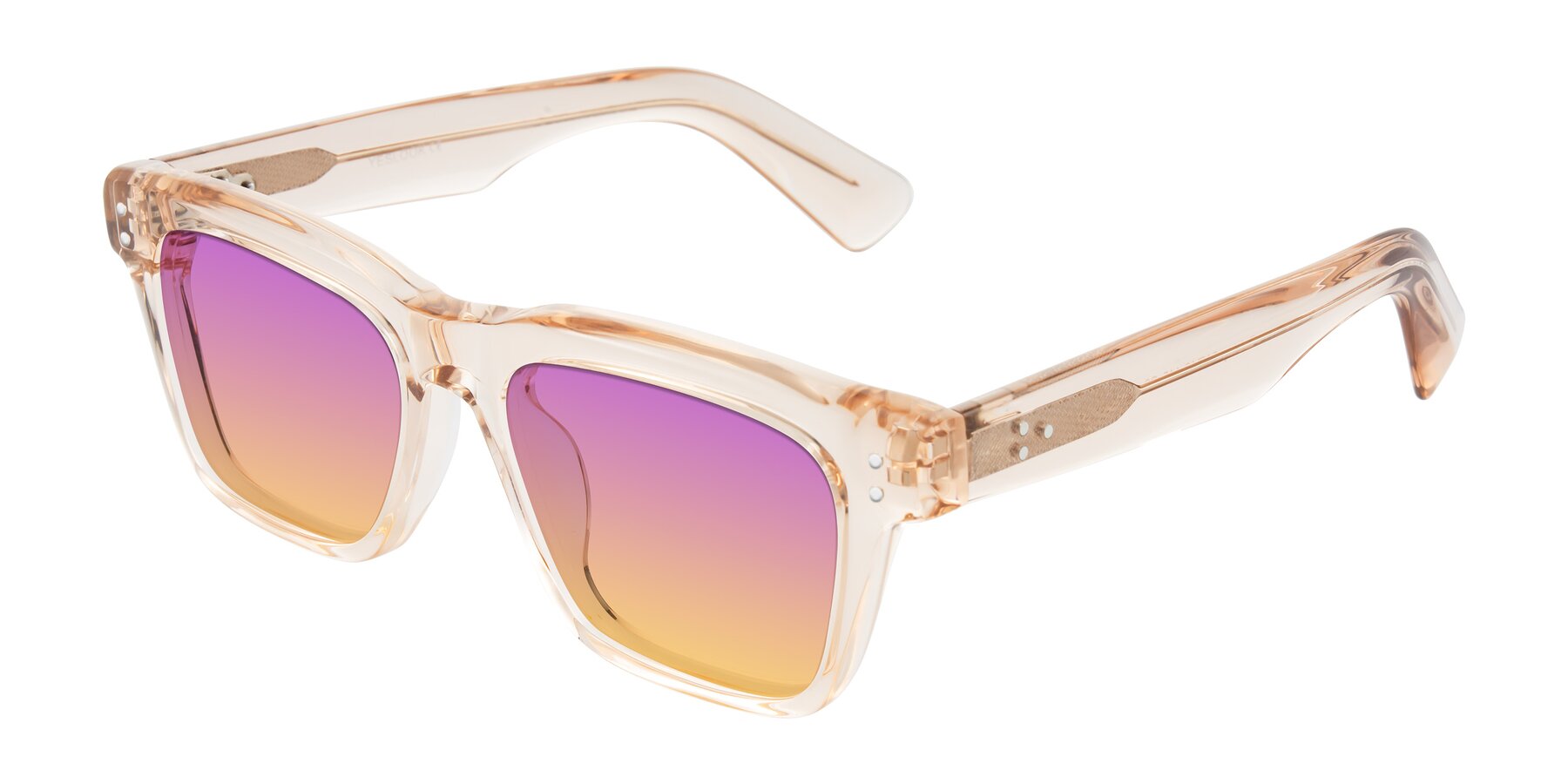 Angle of Paisley in Translucent Brown with Purple / Yellow Gradient Lenses