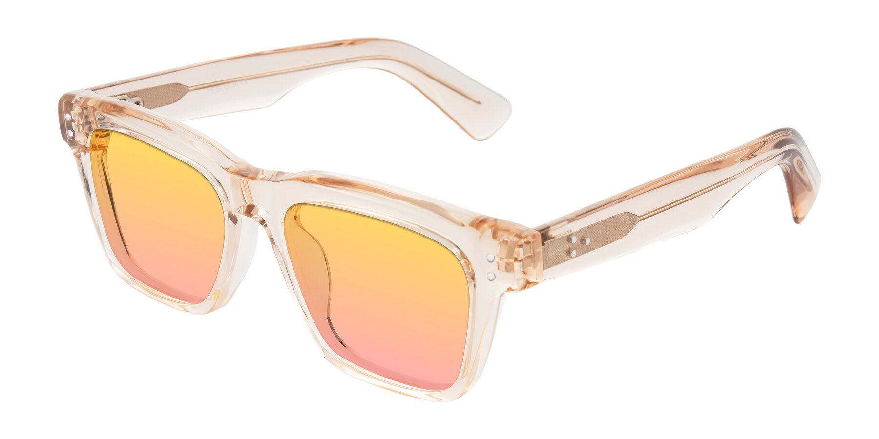 Angle of Paisley in Translucent Brown with Yellow / Pink Gradient Lenses