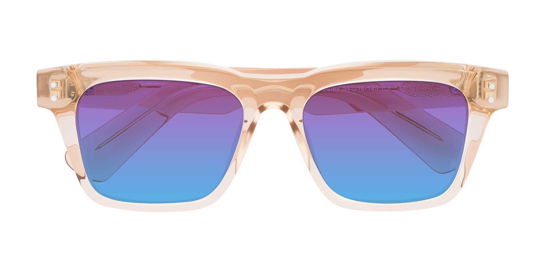 Folded Front of Paisley in Translucent Brown with Purple / Blue Gradient Lenses