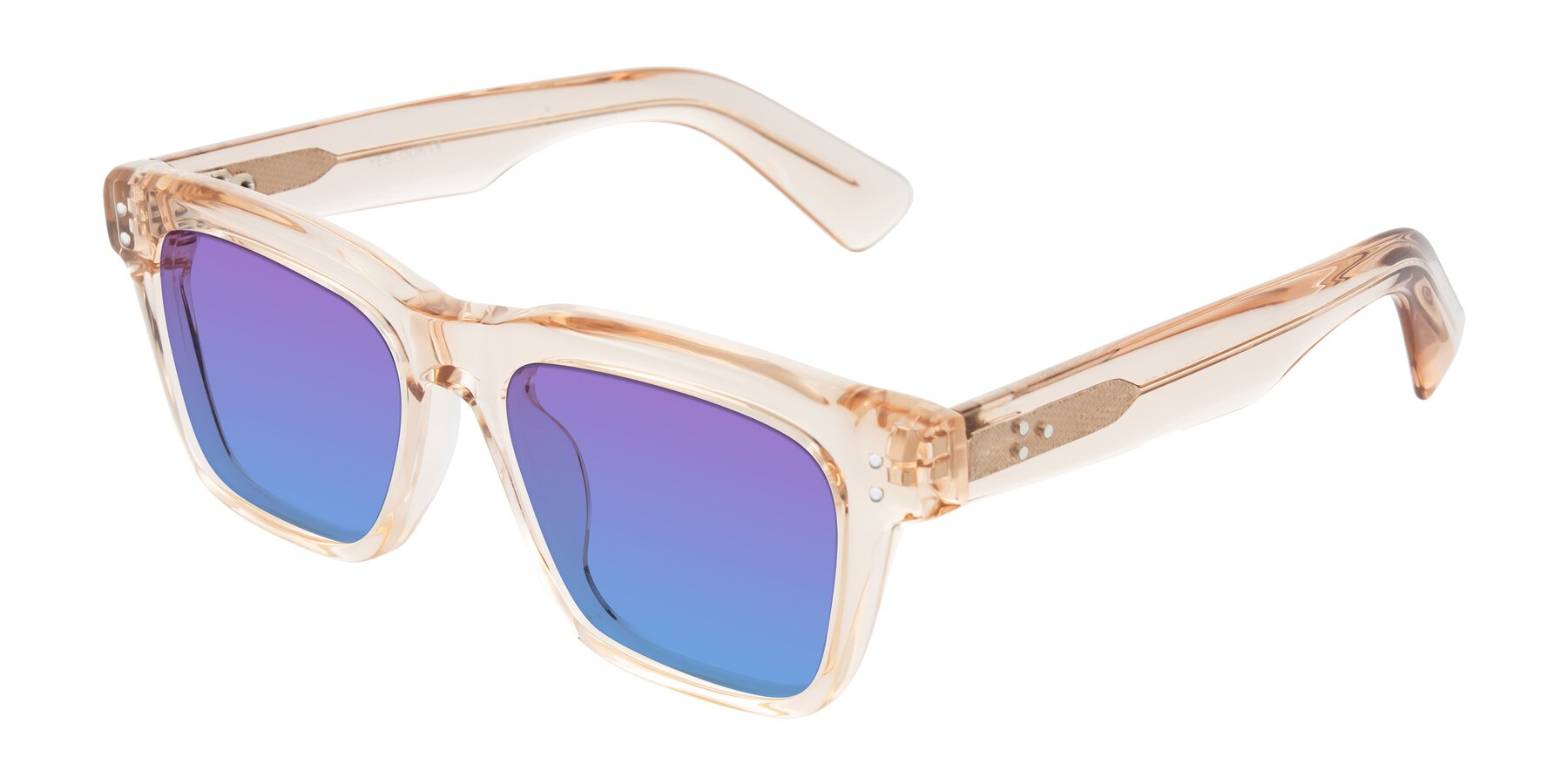 Angle of Paisley in Translucent Brown with Purple / Blue Gradient Lenses