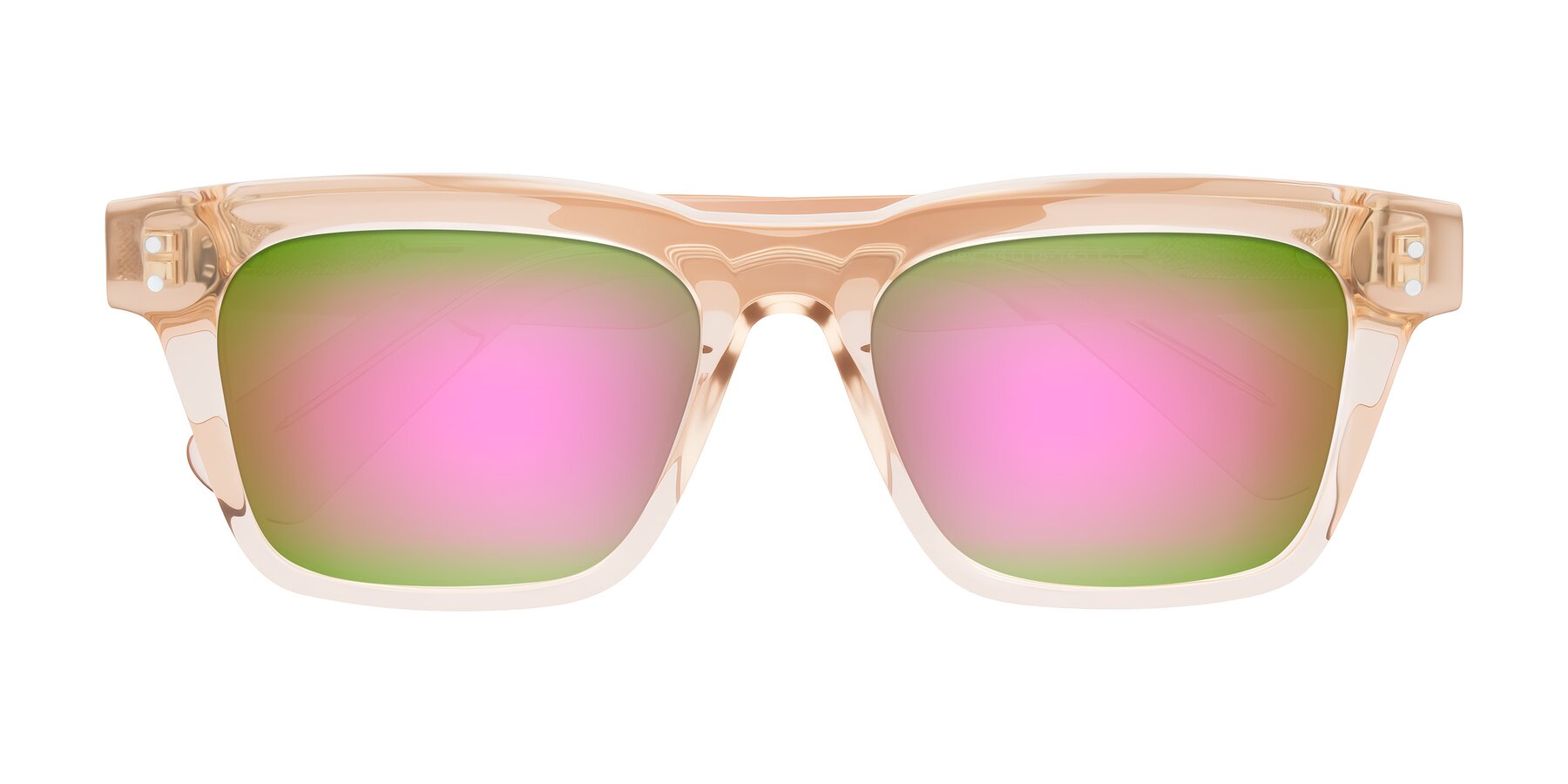 Folded Front of Paisley in Translucent Brown with Pink Mirrored Lenses