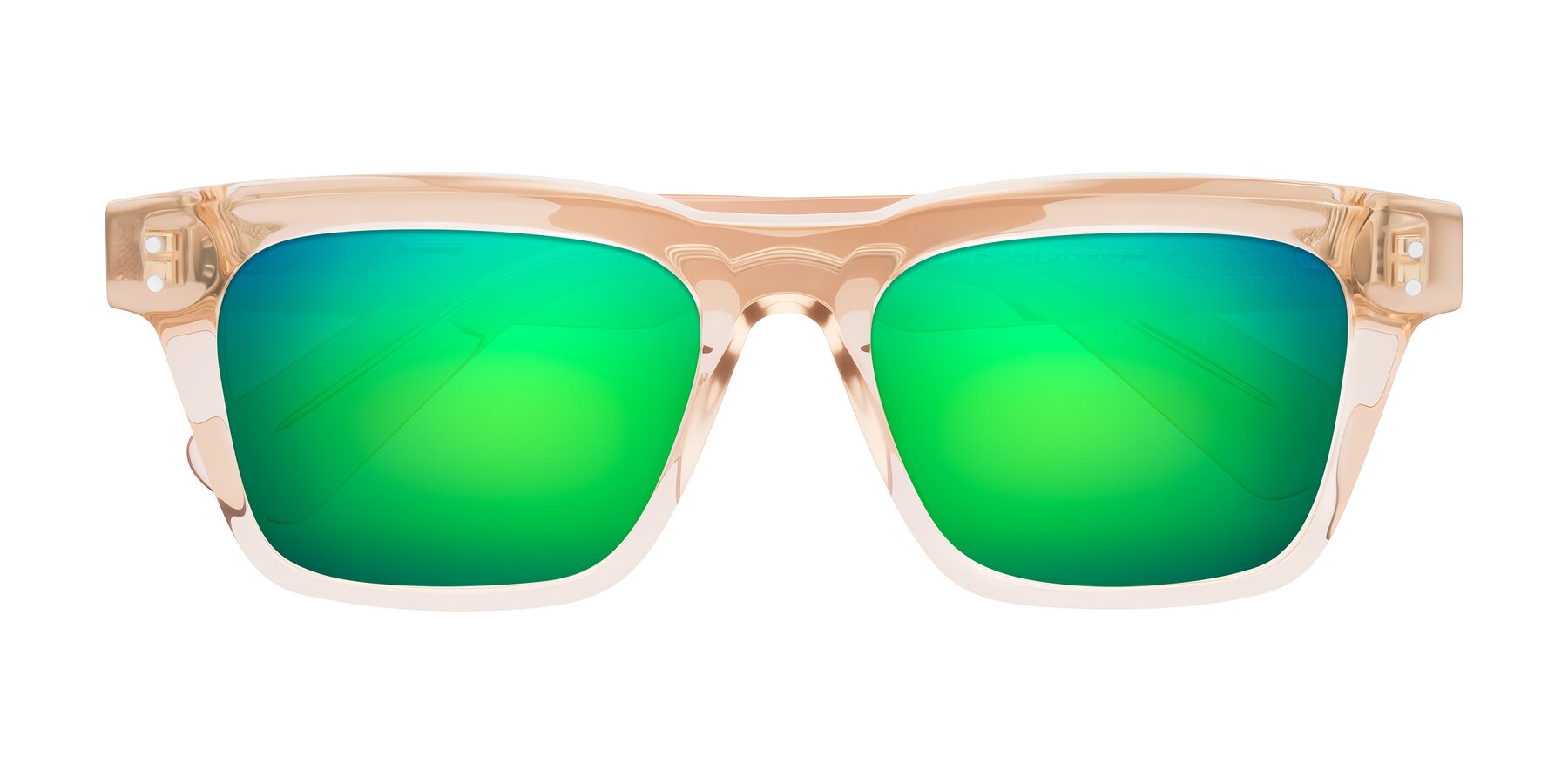 Folded Front of Paisley in Translucent Brown with Green Mirrored Lenses