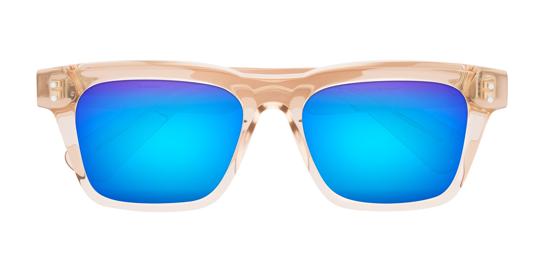 Folded Front of Paisley in Translucent Brown with Blue Mirrored Lenses