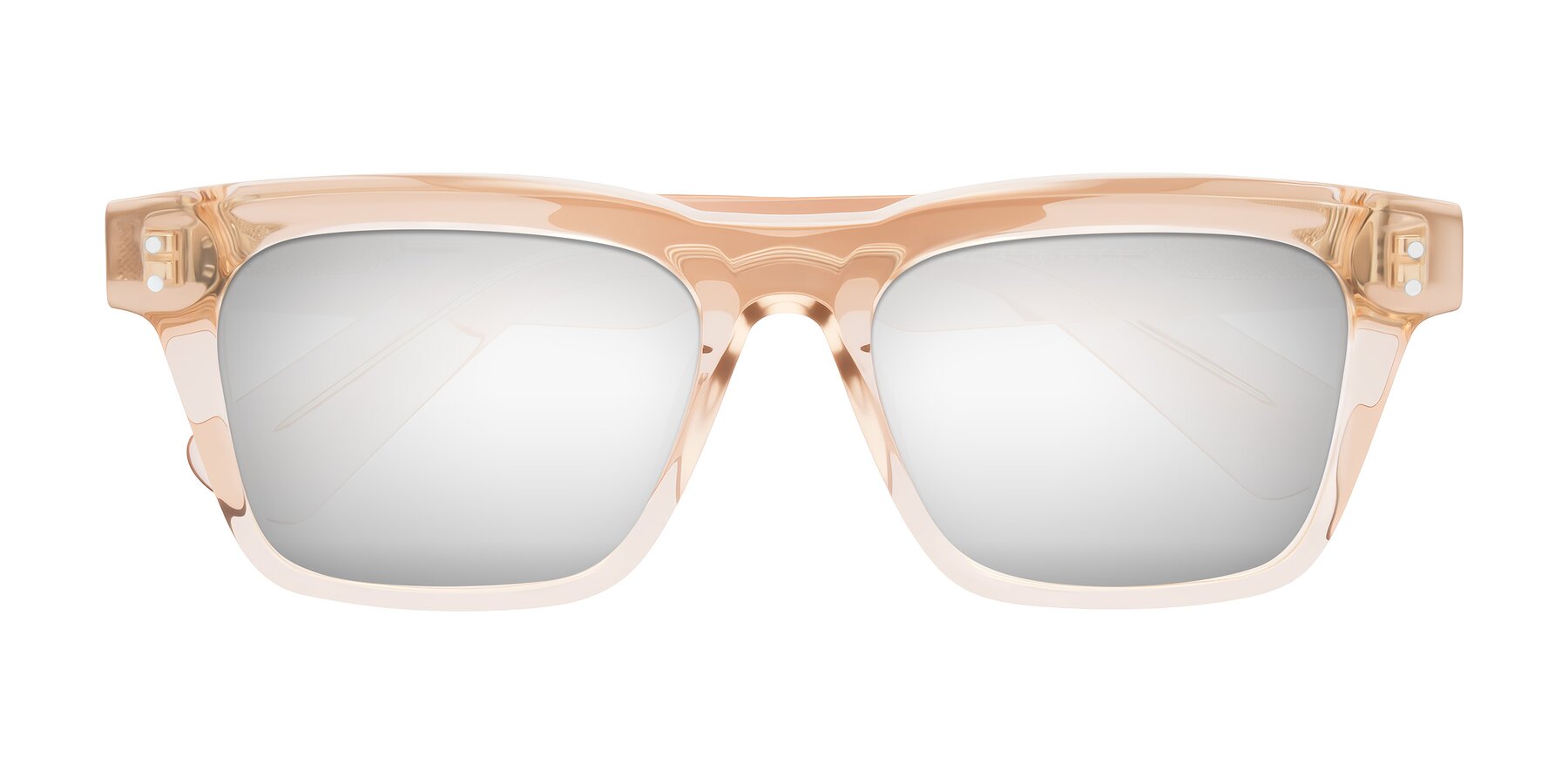 Folded Front of Paisley in Translucent Brown with Silver Mirrored Lenses