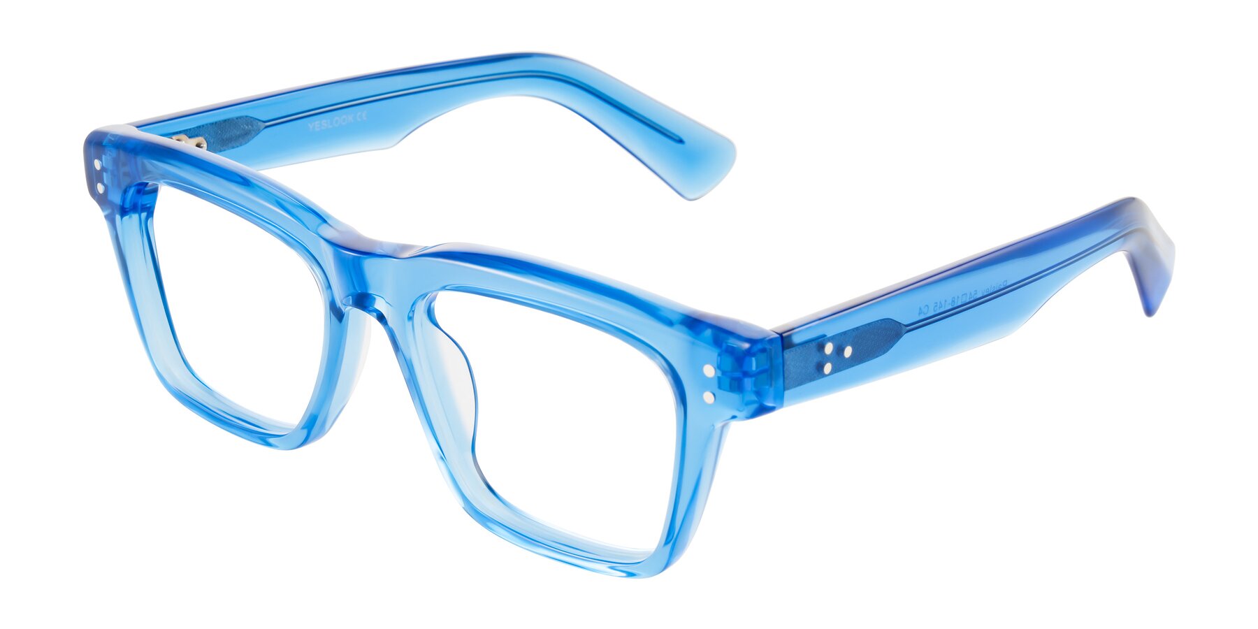 Angle of Paisley in Translucent Blue with Clear Eyeglass Lenses