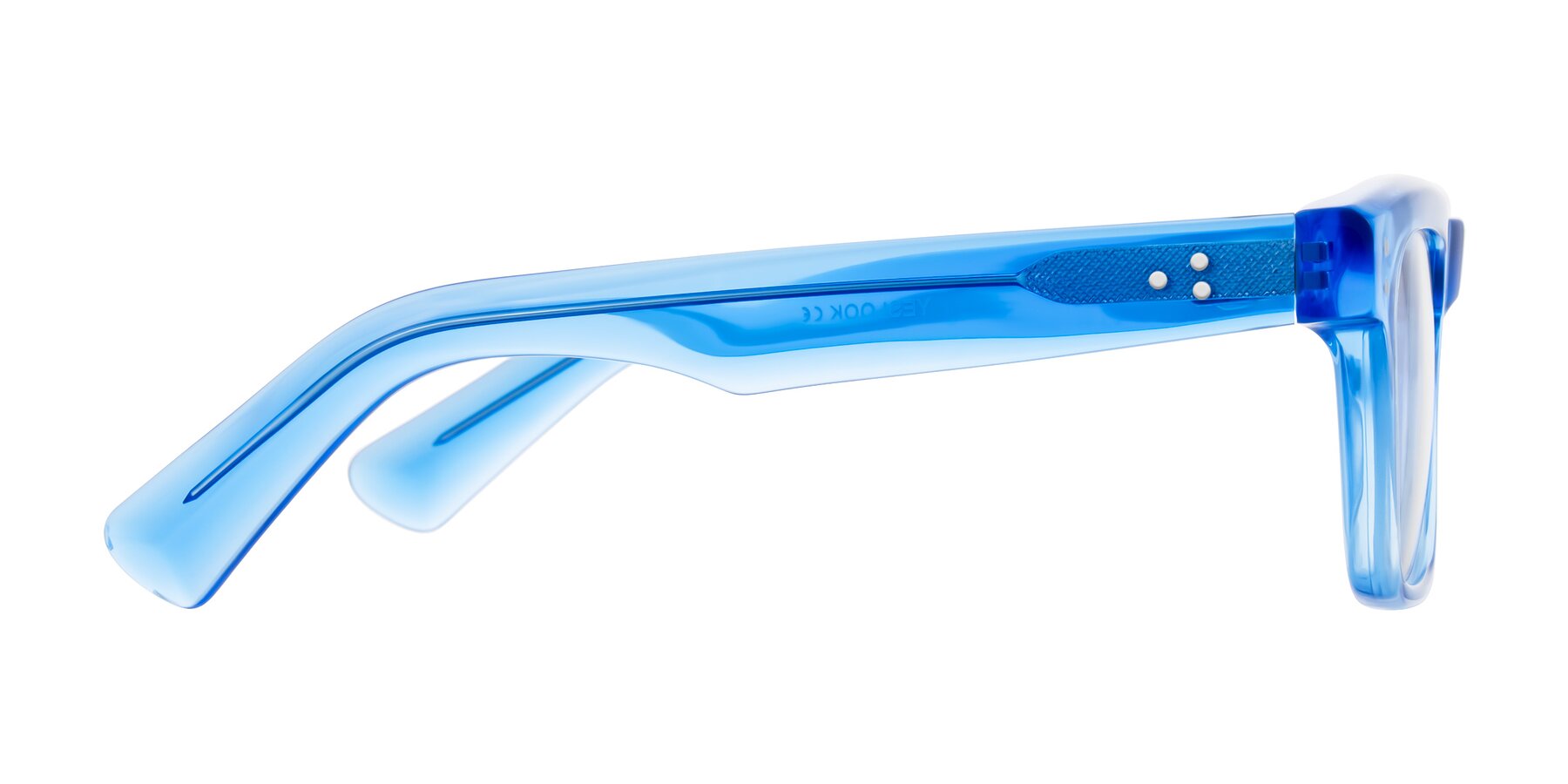 Side of Paisley in Translucent Blue with Clear Eyeglass Lenses