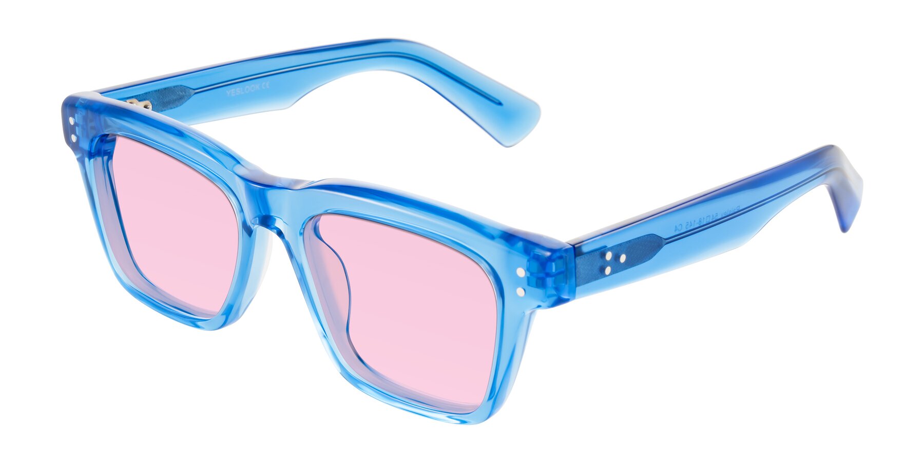 Angle of Paisley in Translucent Blue with Light Pink Tinted Lenses