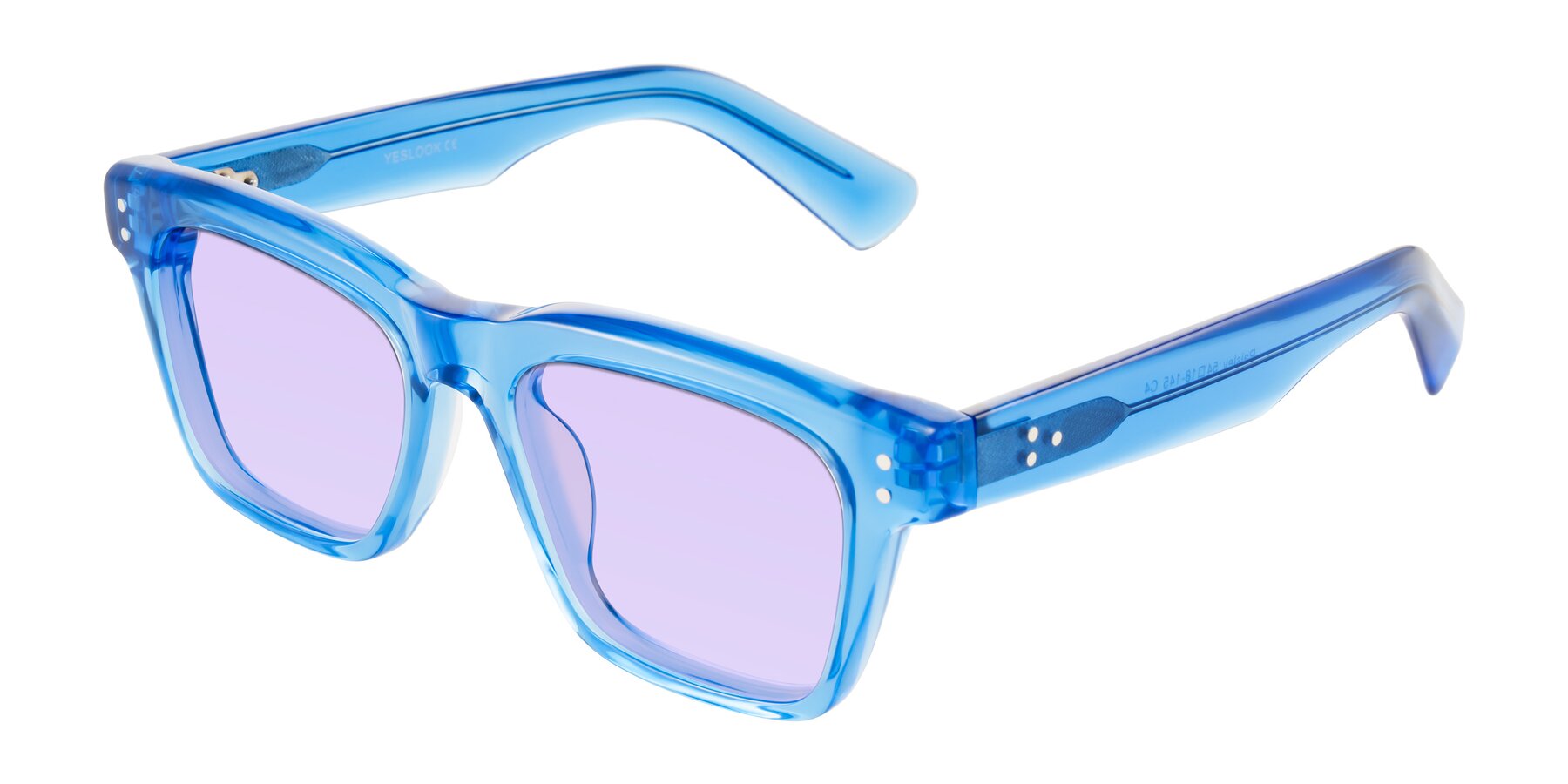 Angle of Paisley in Translucent Blue with Light Purple Tinted Lenses
