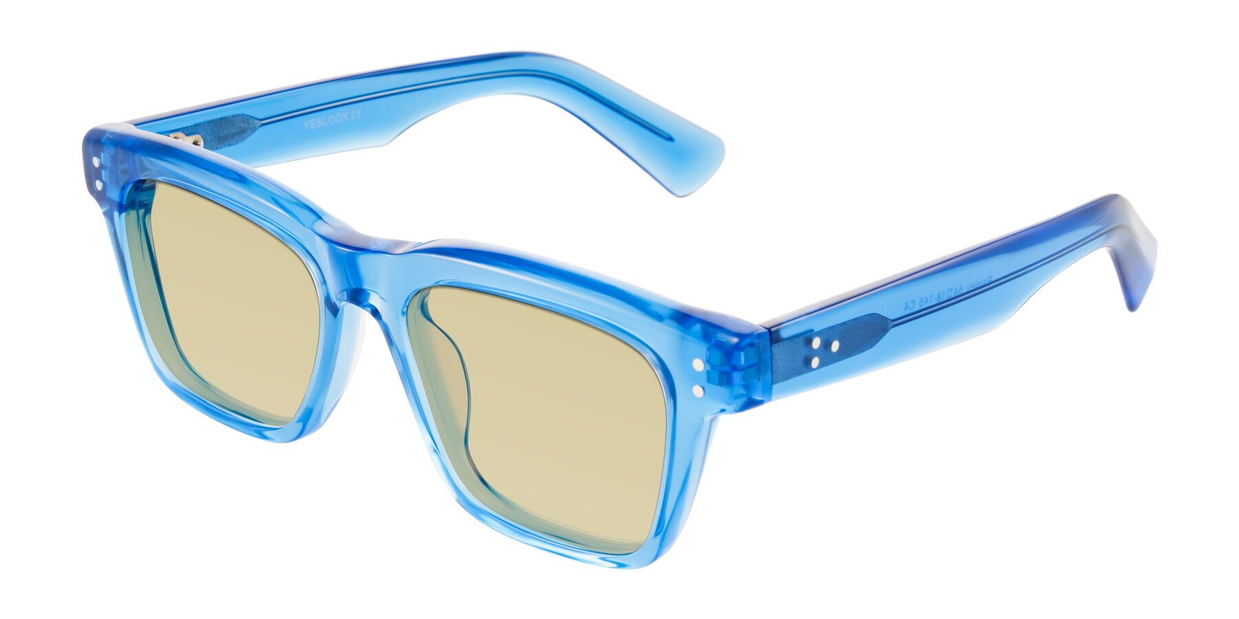 Angle of Paisley in Translucent Blue with Light Champagne Tinted Lenses