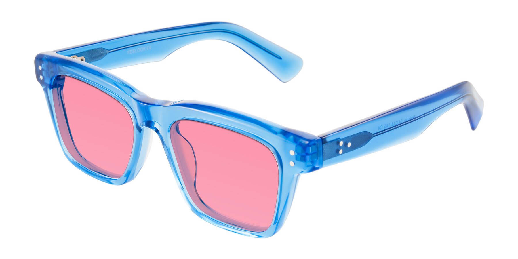 Angle of Paisley in Translucent Blue with Pink Tinted Lenses