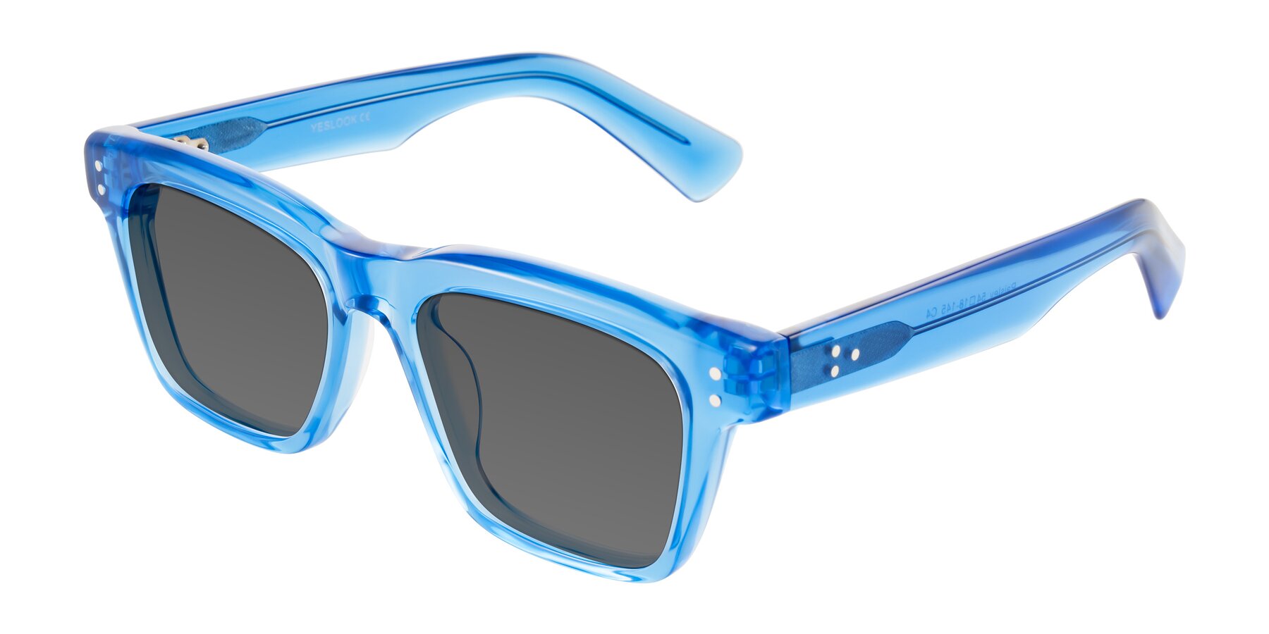 Angle of Paisley in Translucent Blue with Medium Gray Tinted Lenses