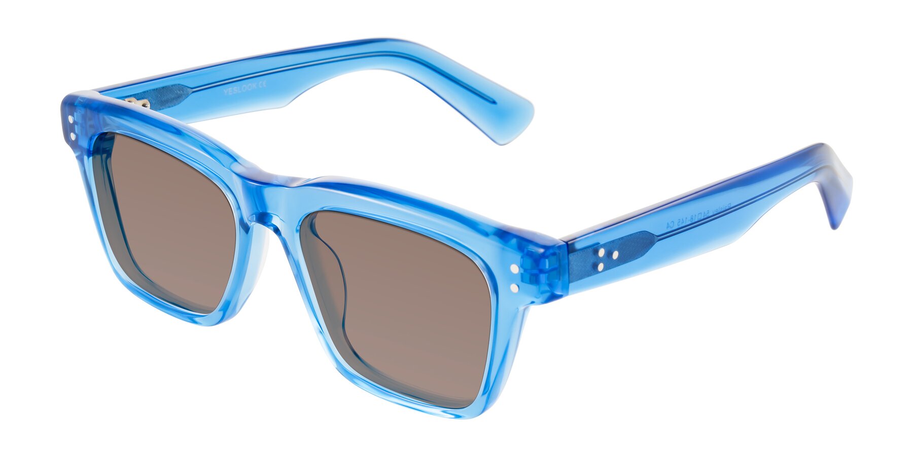 Angle of Paisley in Translucent Blue with Medium Brown Tinted Lenses
