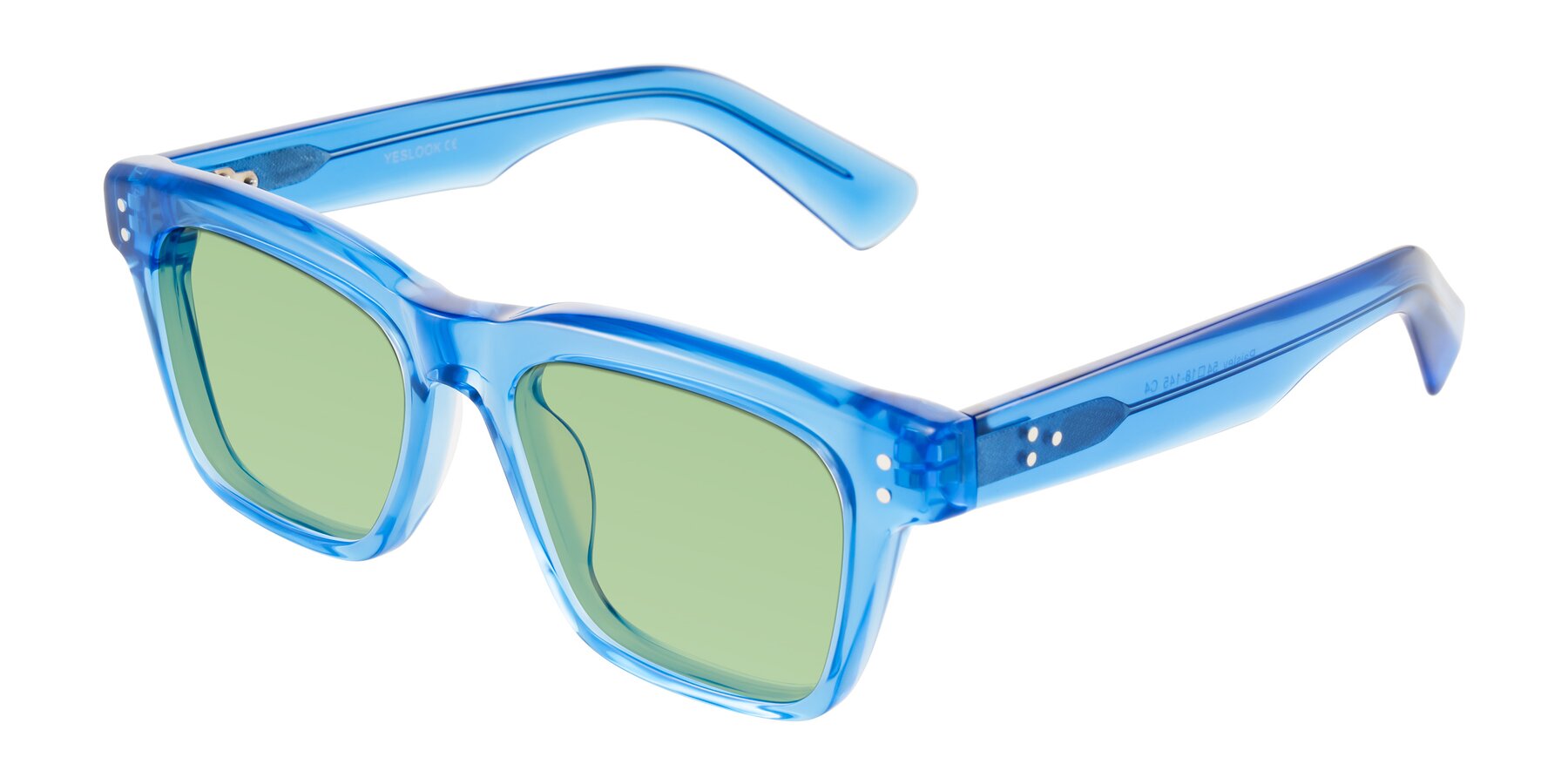 Angle of Paisley in Translucent Blue with Medium Green Tinted Lenses