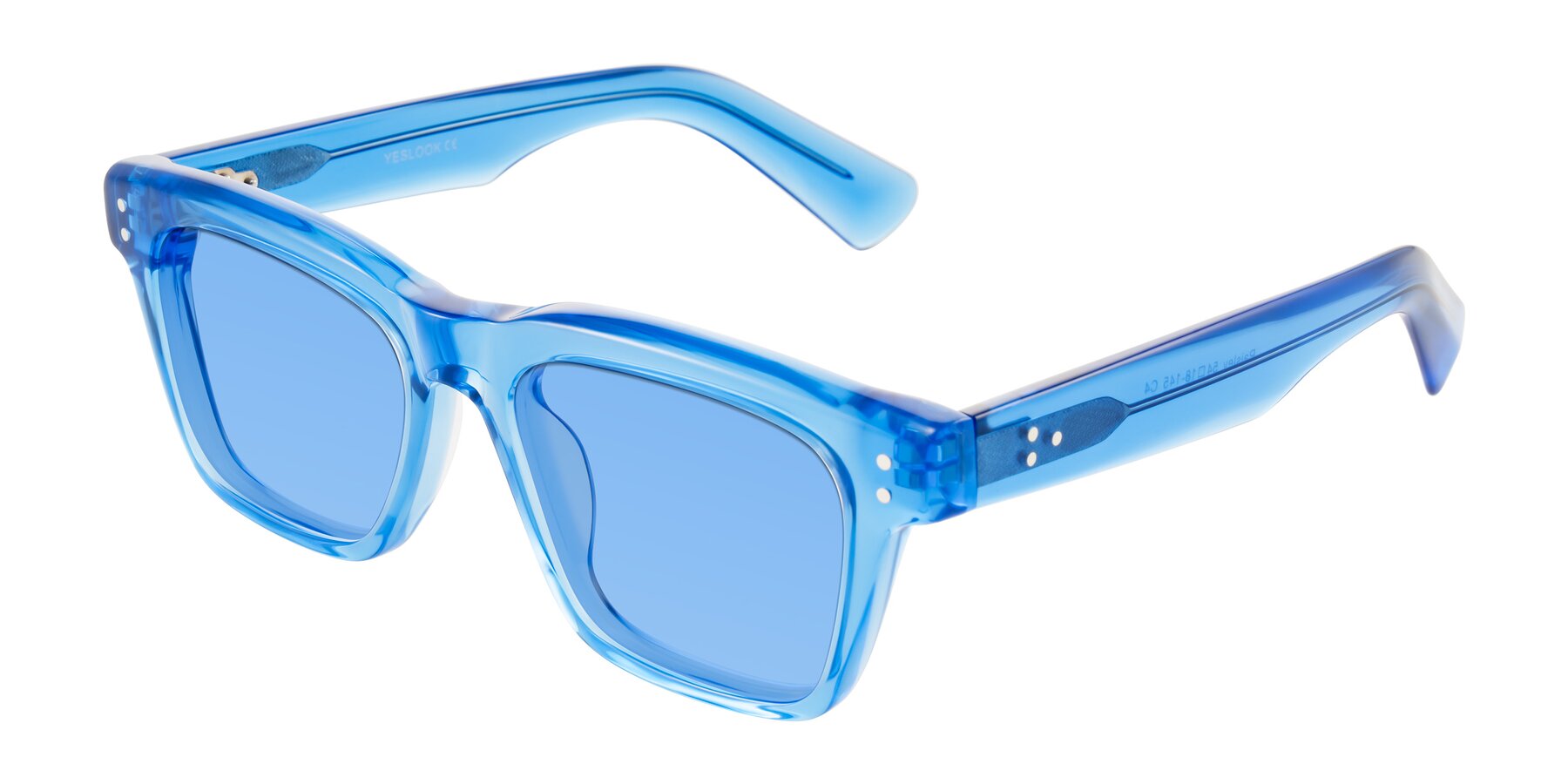 Angle of Paisley in Translucent Blue with Medium Blue Tinted Lenses