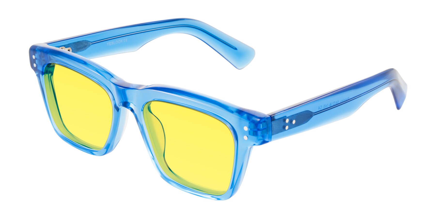 Angle of Paisley in Translucent Blue with Medium Yellow Tinted Lenses