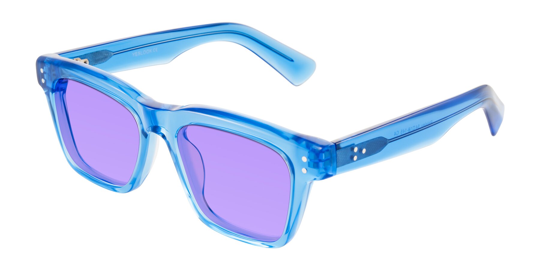 Angle of Paisley in Translucent Blue with Medium Purple Tinted Lenses