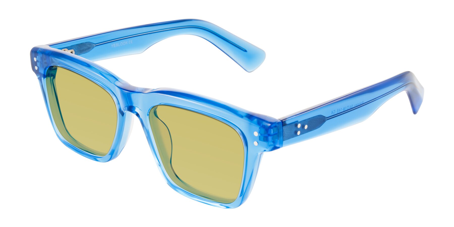 Angle of Paisley in Translucent Blue with Medium Champagne Tinted Lenses