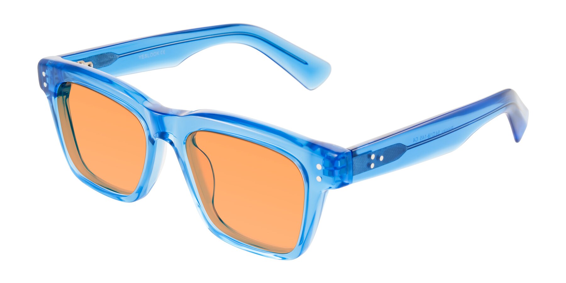 Angle of Paisley in Translucent Blue with Medium Orange Tinted Lenses