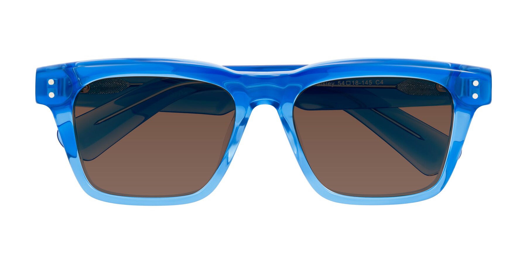 Folded Front of Paisley in Translucent Blue with Brown Tinted Lenses