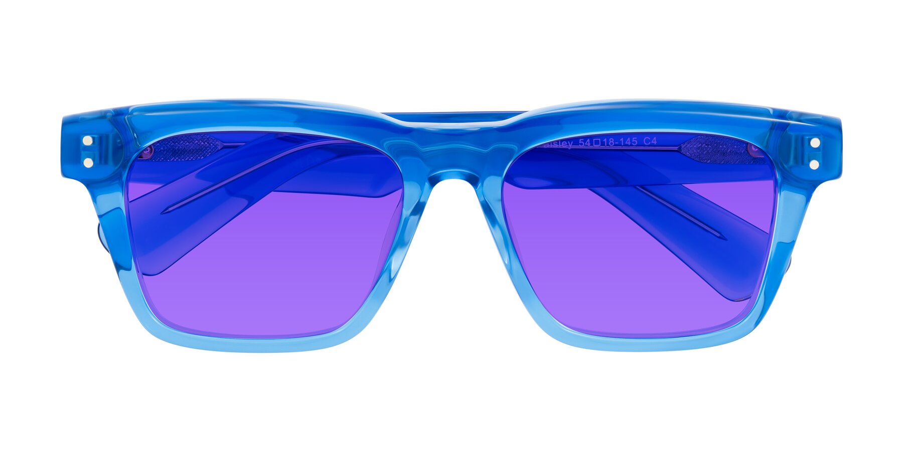 Folded Front of Paisley in Translucent Blue with Purple Tinted Lenses
