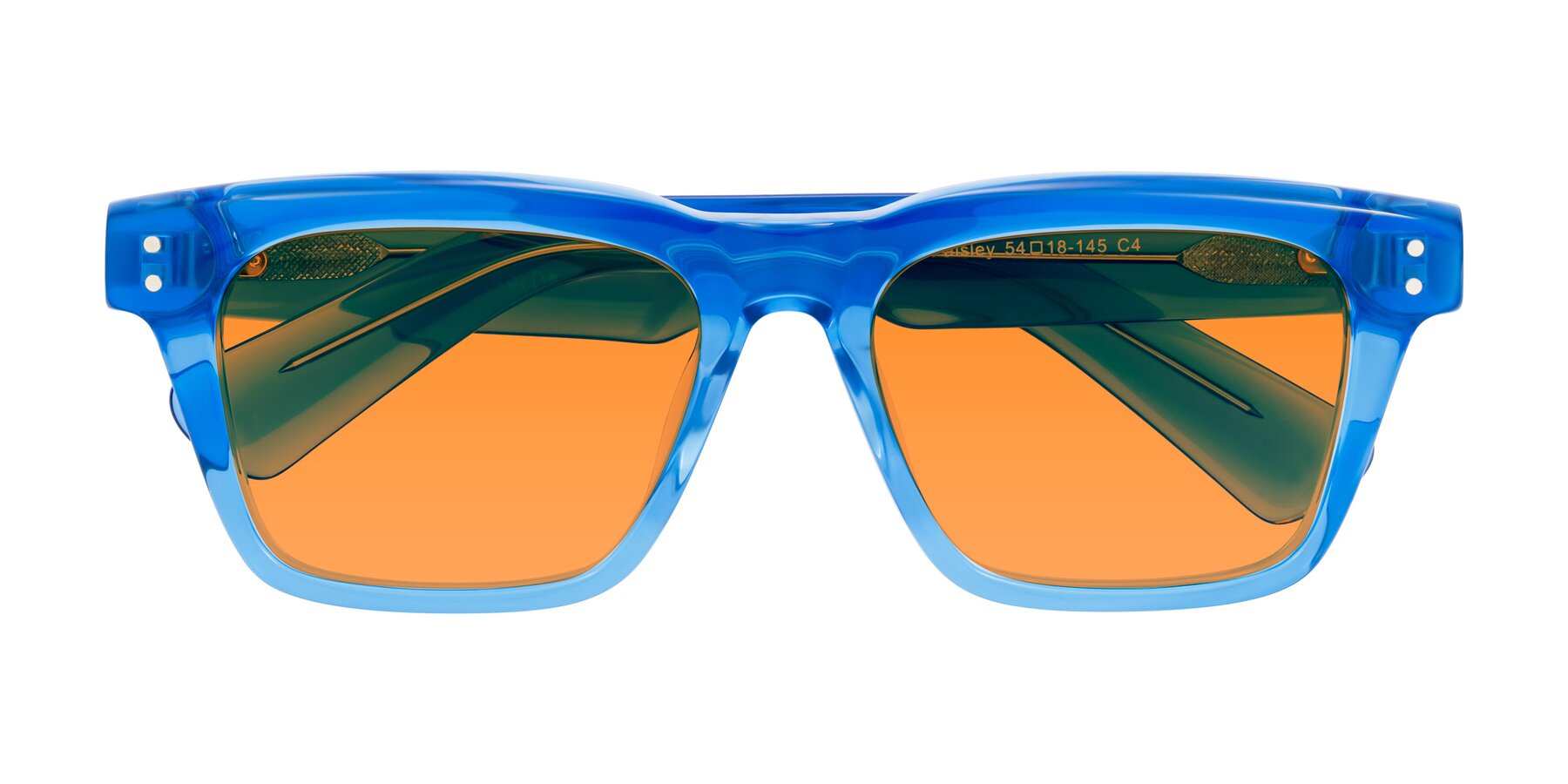 Folded Front of Paisley in Translucent Blue with Orange Tinted Lenses