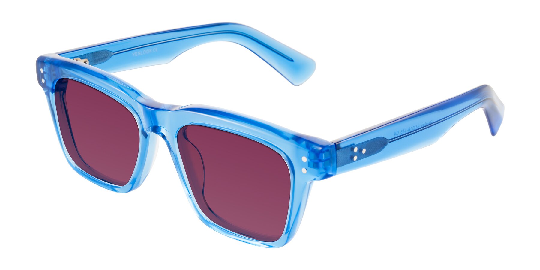Angle of Paisley in Translucent Blue with Wine Tinted Lenses