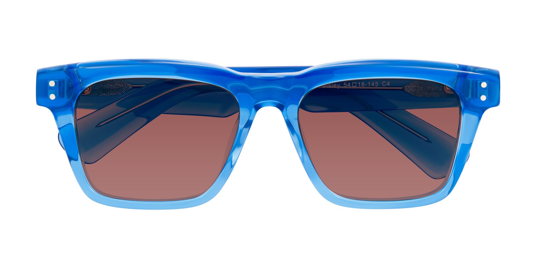 Folded Front of Paisley in Translucent Blue with Garnet Tinted Lenses