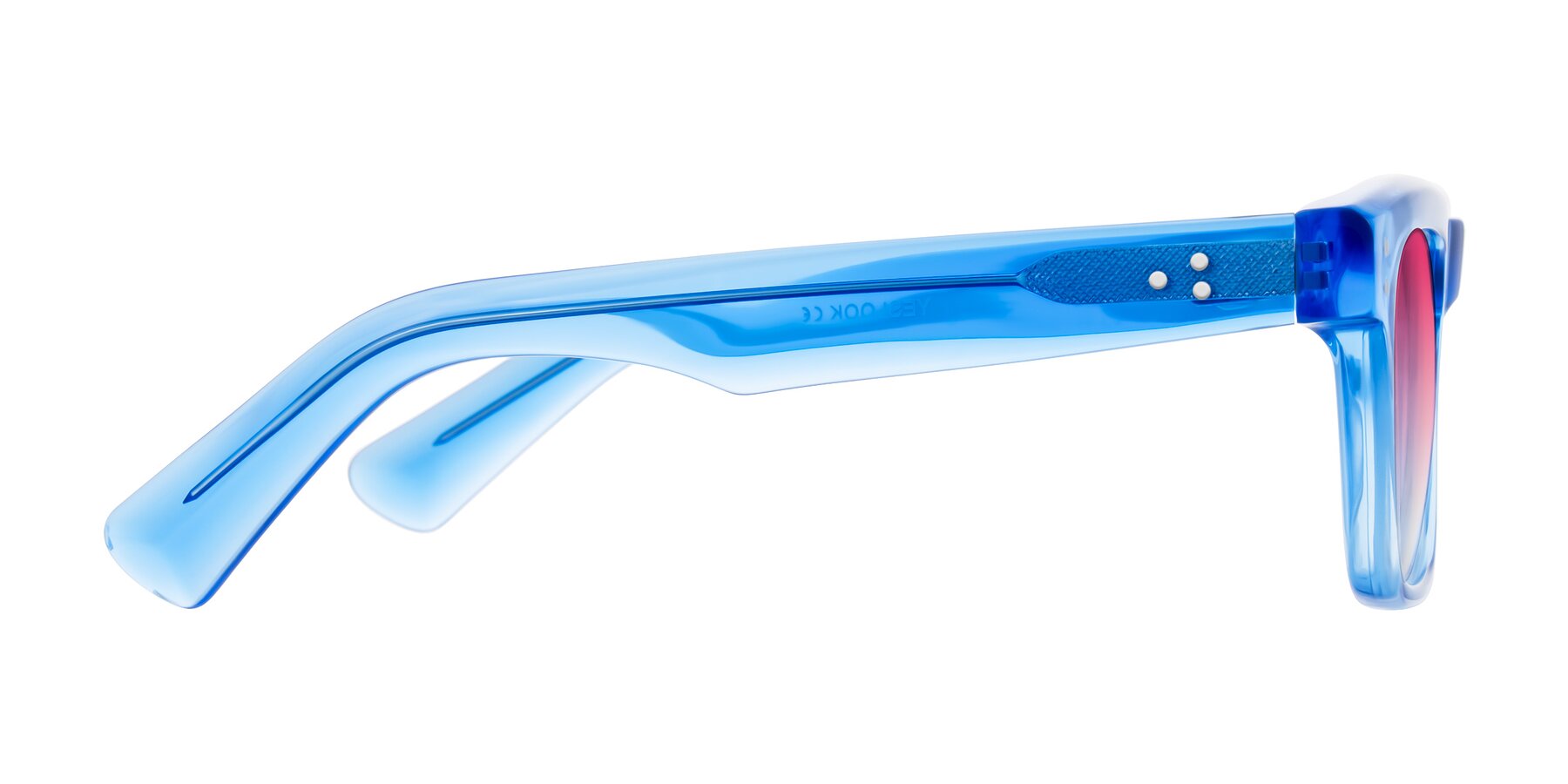 Side of Paisley in Translucent Blue with Pink Gradient Lenses
