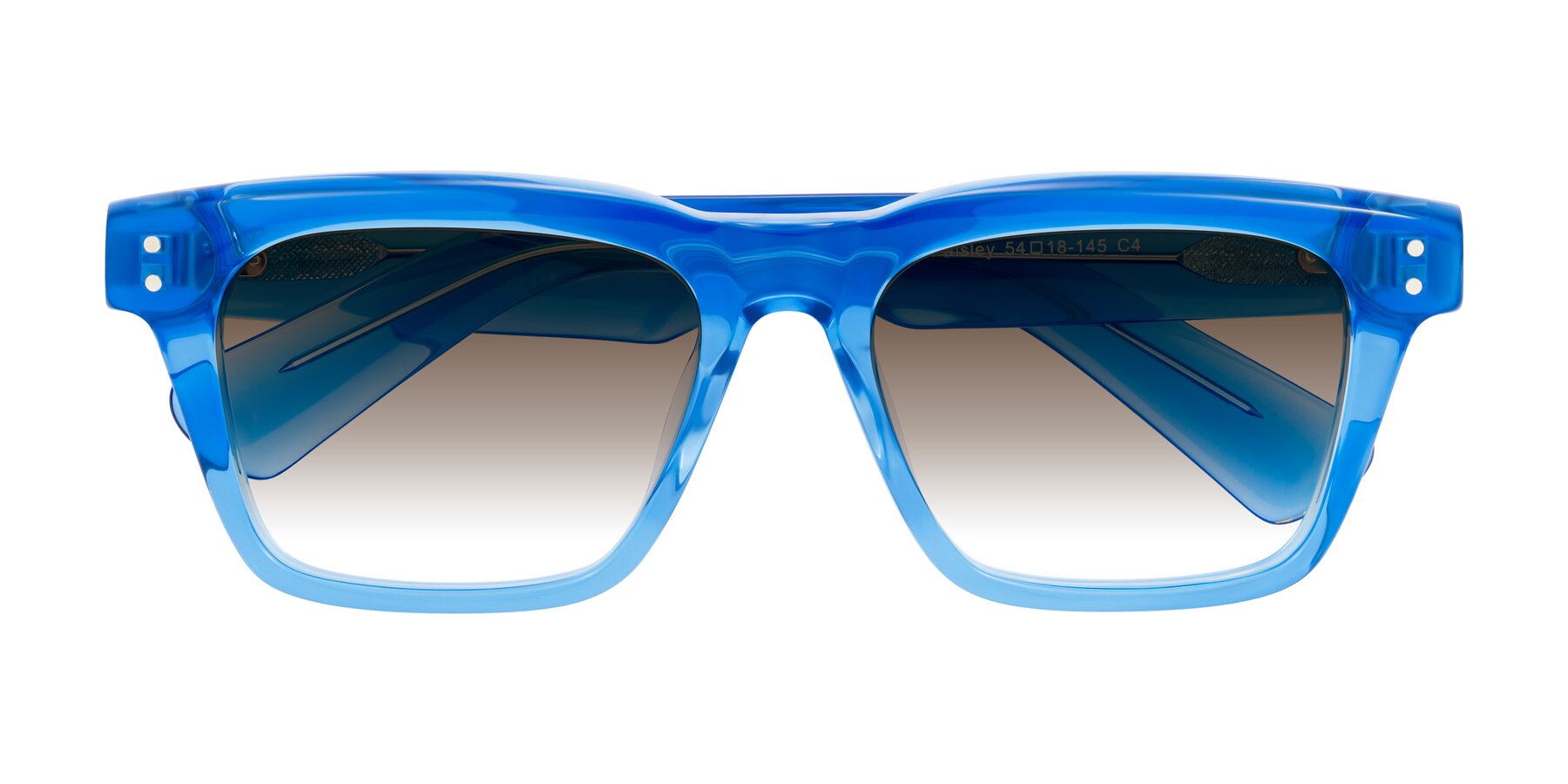 Folded Front of Paisley in Translucent Blue with Brown Gradient Lenses