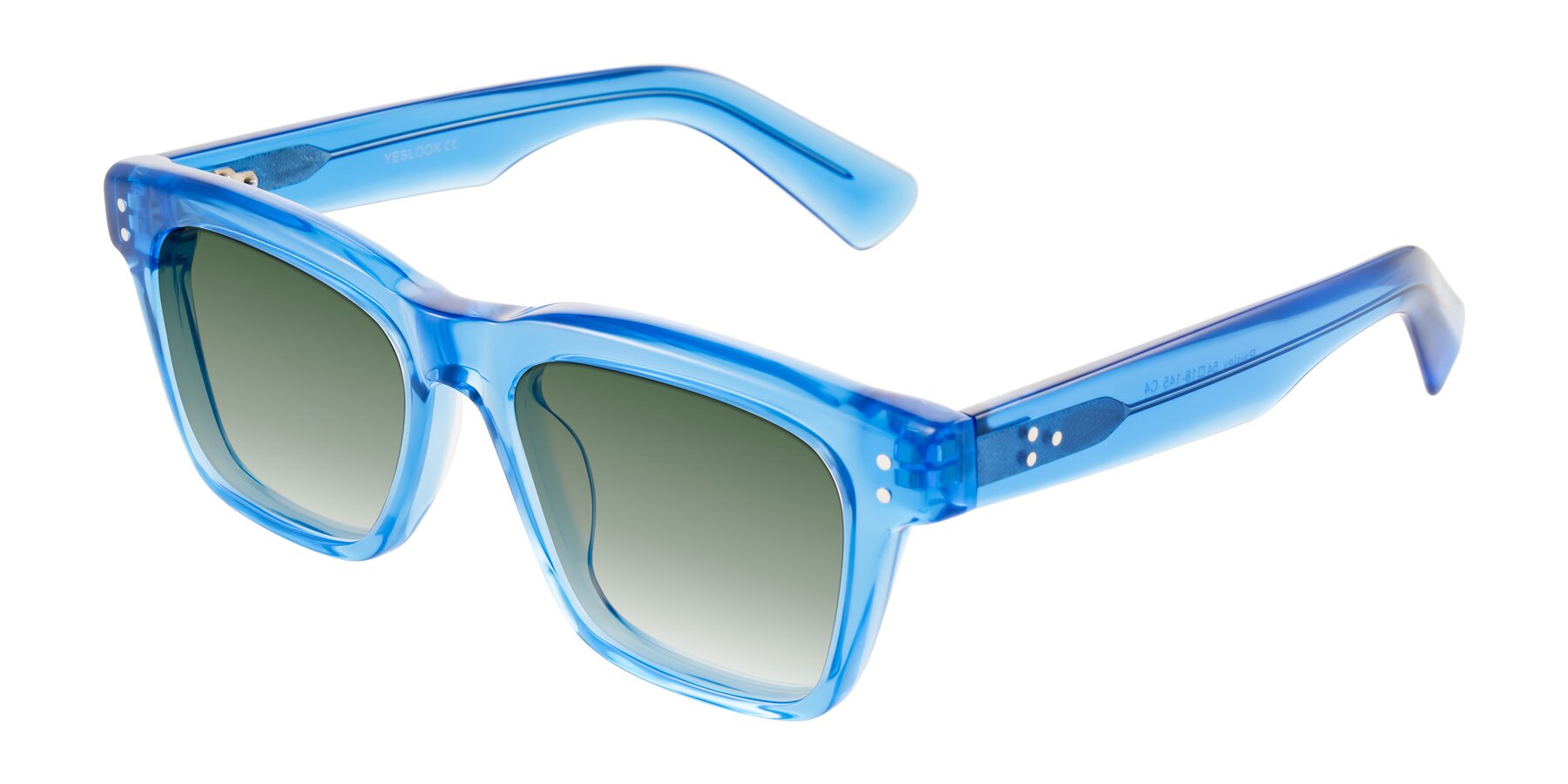 Angle of Paisley in Translucent Blue with Green Gradient Lenses