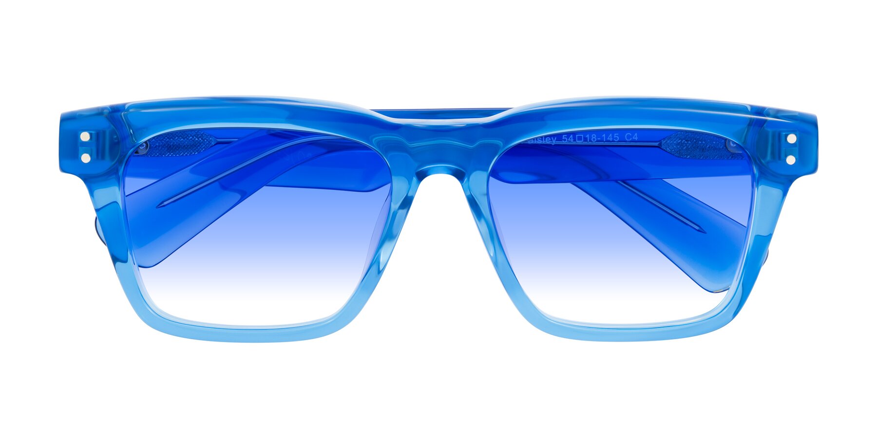 Folded Front of Paisley in Translucent Blue with Blue Gradient Lenses