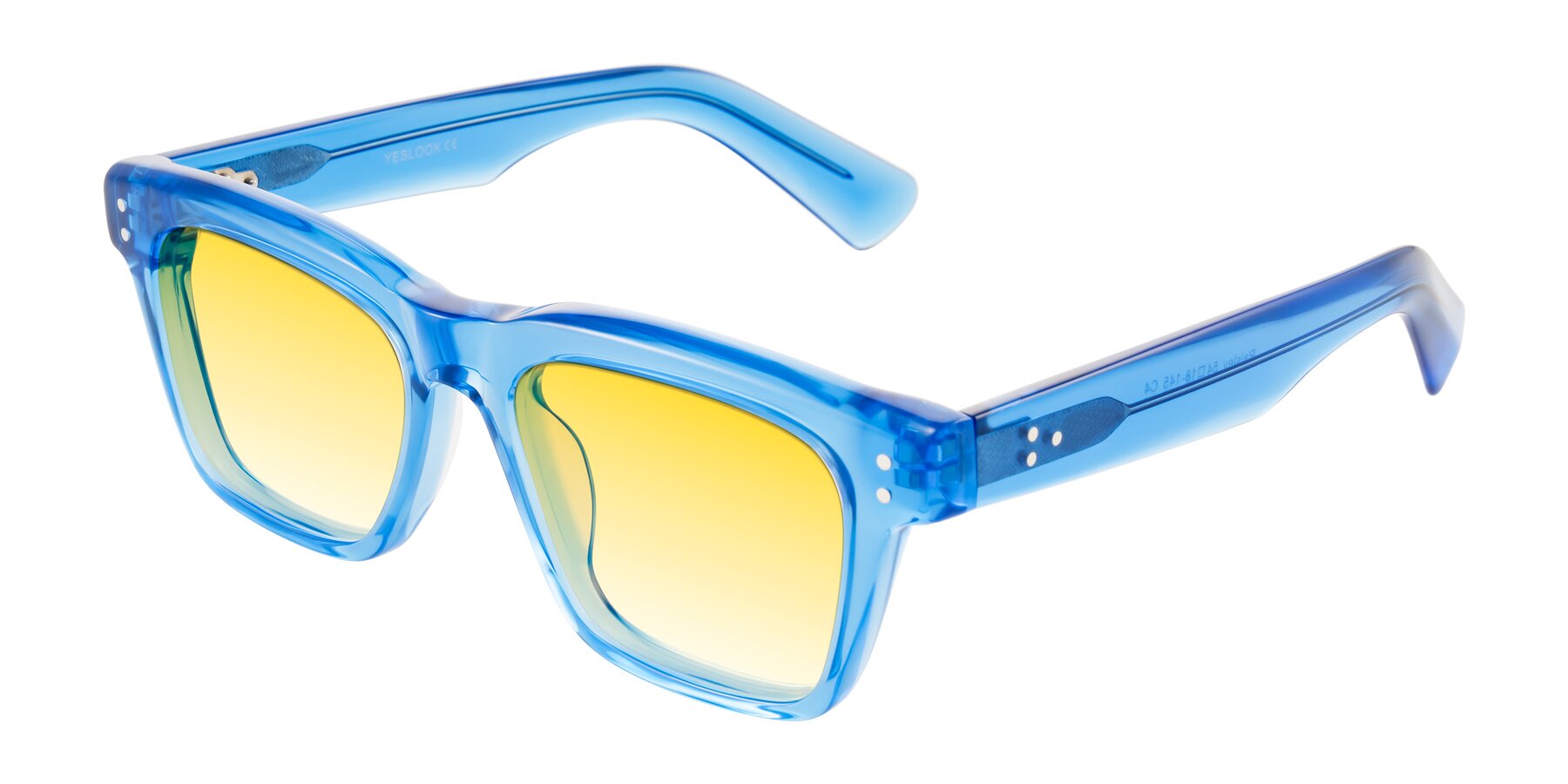 Angle of Paisley in Translucent Blue with Yellow Gradient Lenses