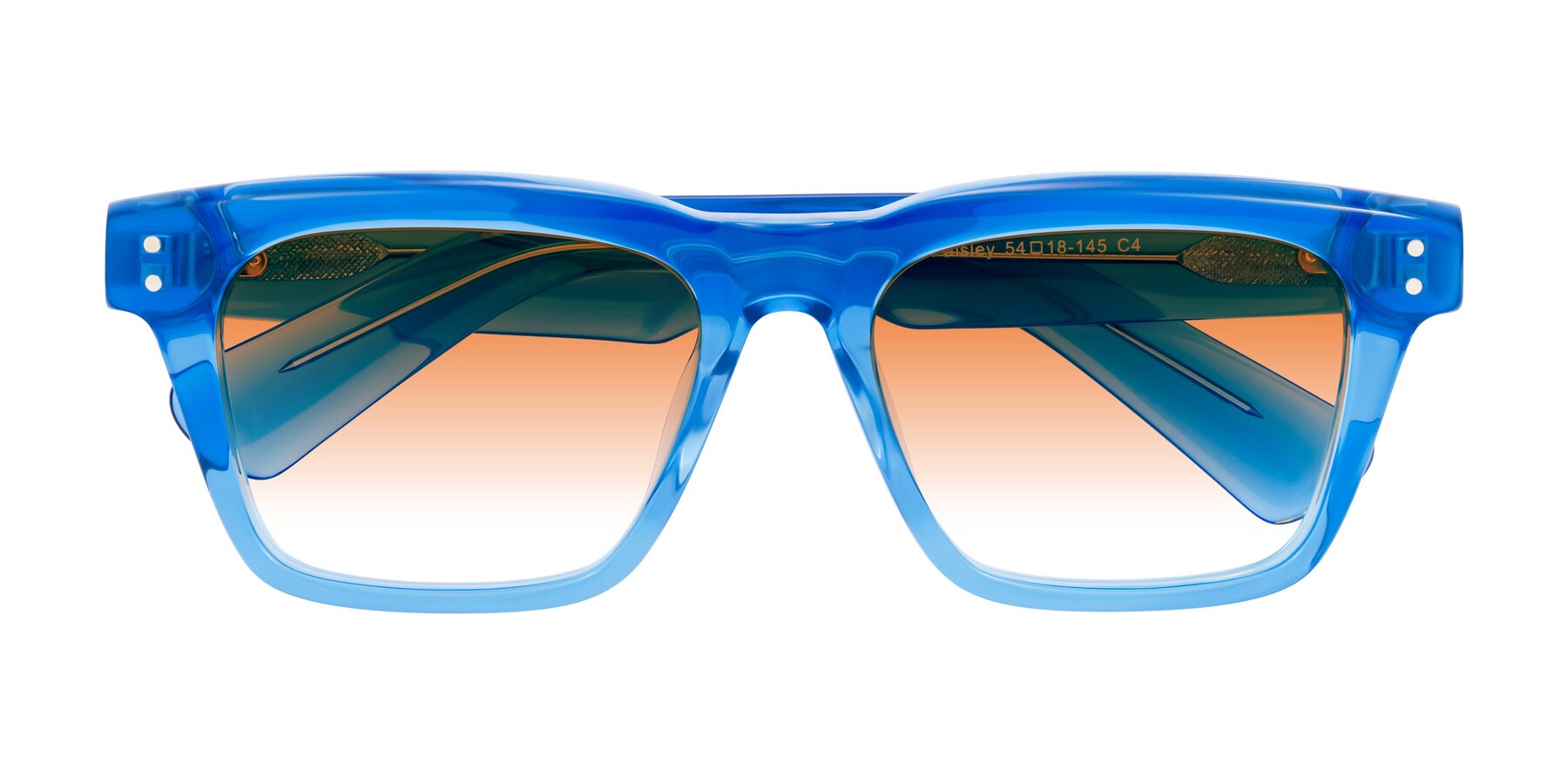 Folded Front of Paisley in Translucent Blue with Orange Gradient Lenses
