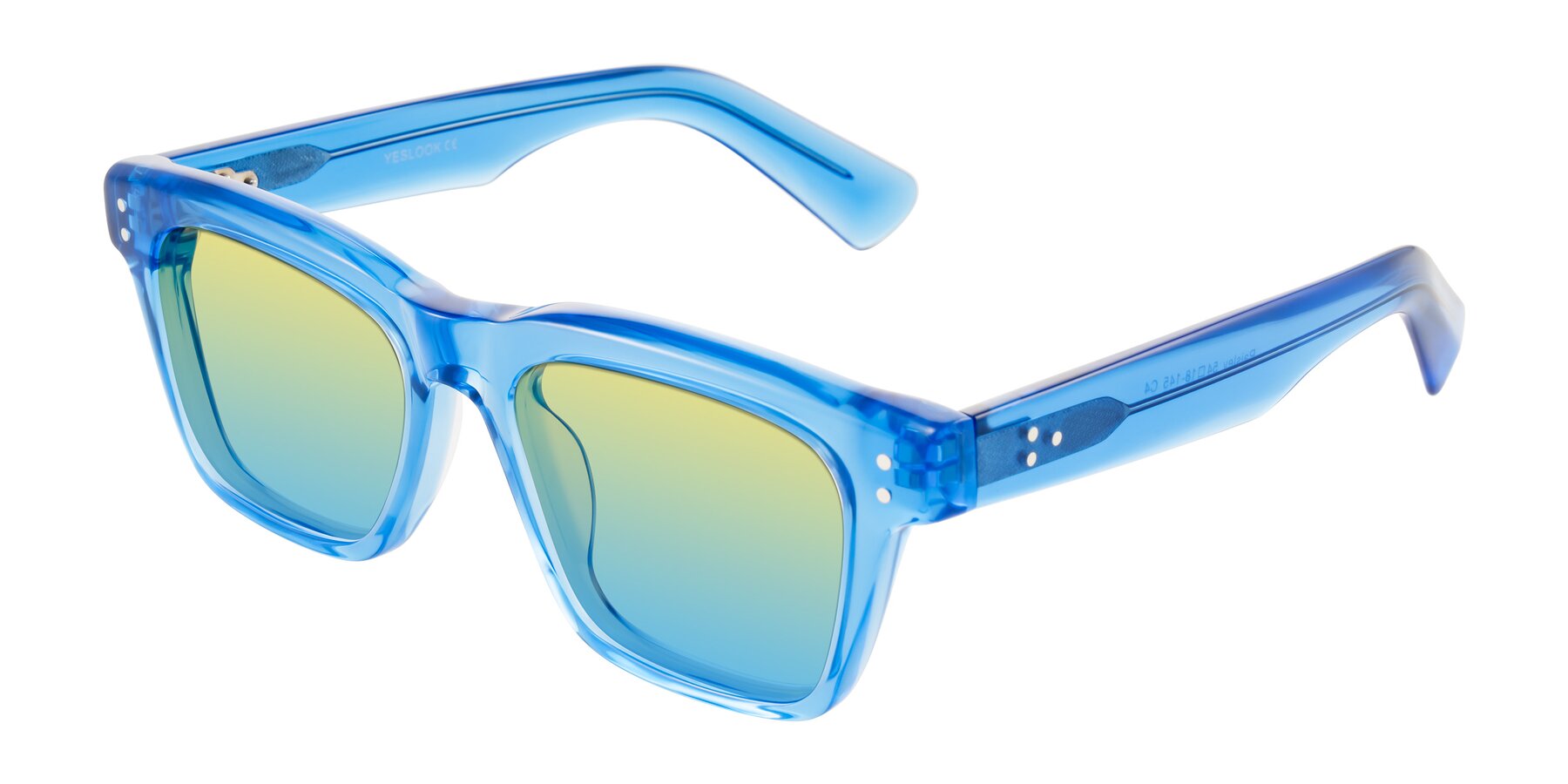 Angle of Paisley in Translucent Blue with Yellow / Blue Gradient Lenses