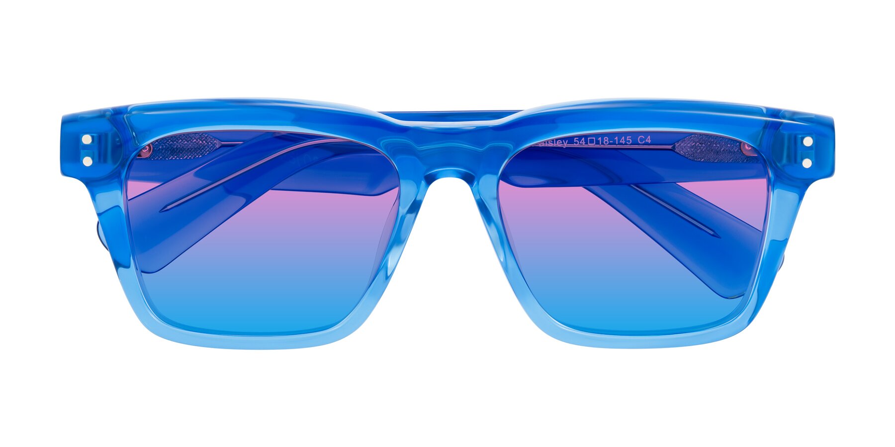 Folded Front of Paisley in Translucent Blue with Pink / Blue Gradient Lenses