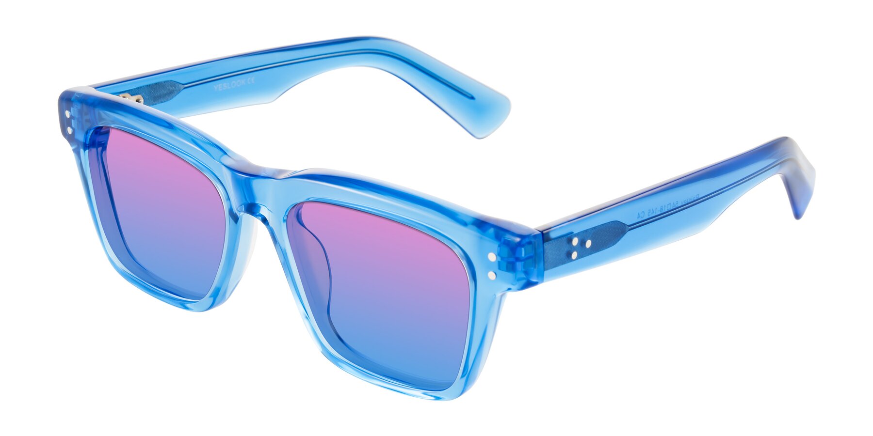 Angle of Paisley in Translucent Blue with Pink / Blue Gradient Lenses