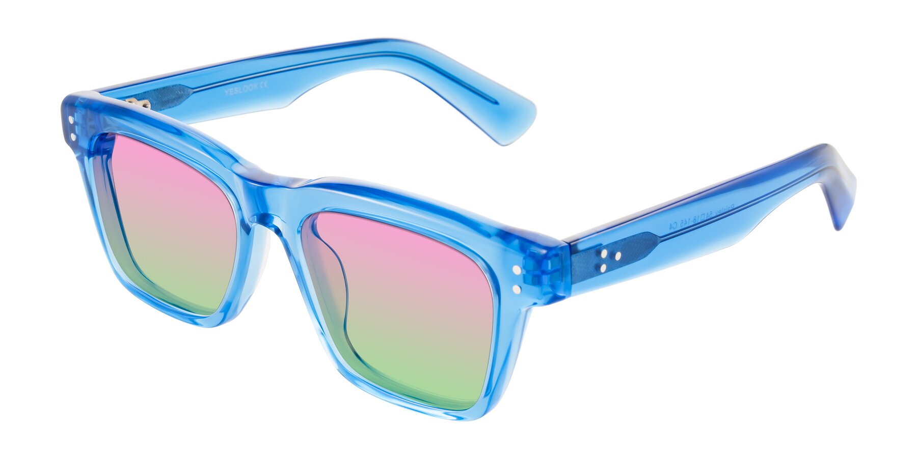 Angle of Paisley in Translucent Blue with Pink / Green Gradient Lenses