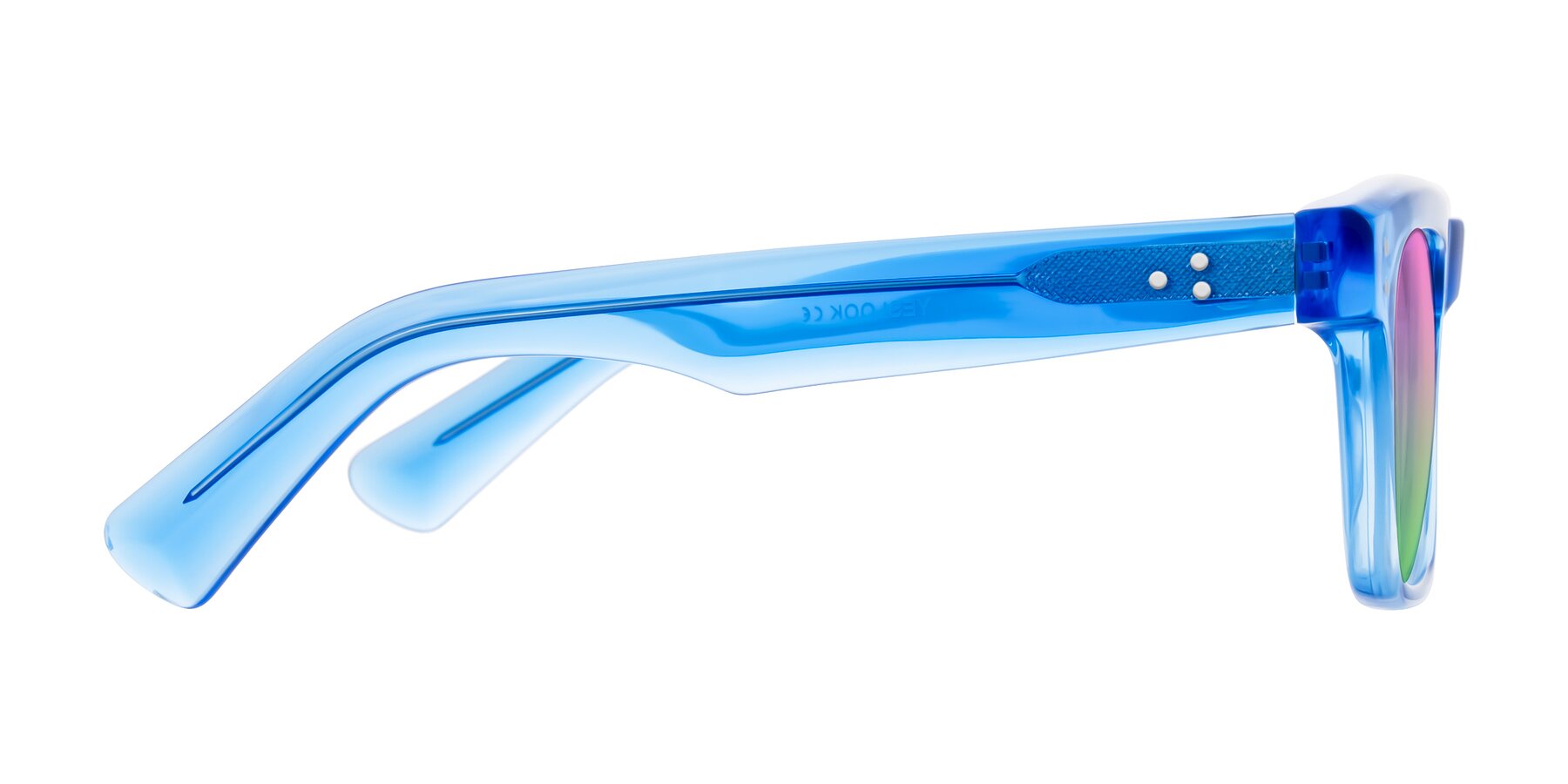 Side of Paisley in Translucent Blue with Pink / Green Gradient Lenses