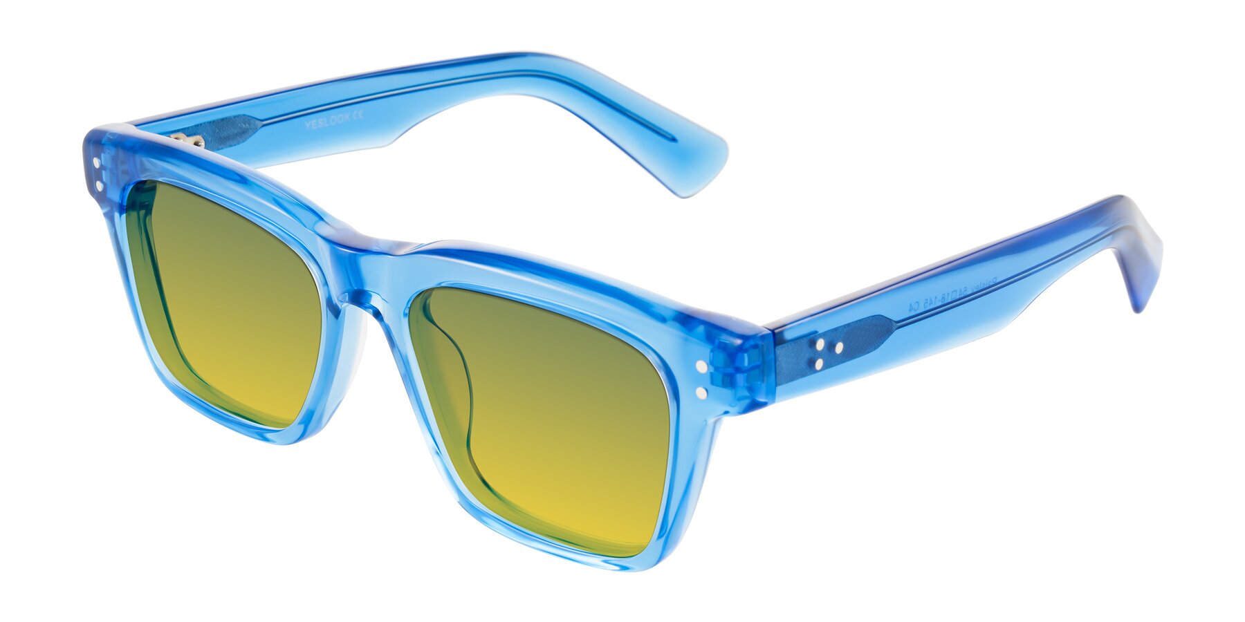 Angle of Paisley in Translucent Blue with Green / Yellow Gradient Lenses