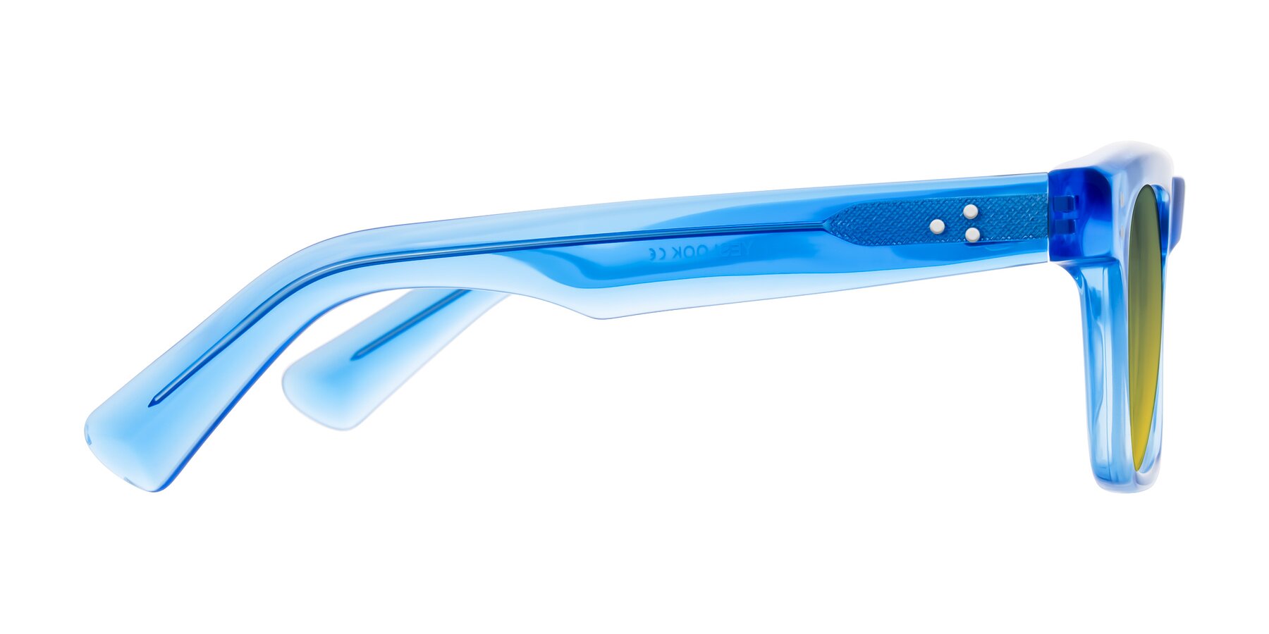 Side of Paisley in Translucent Blue with Green / Yellow Gradient Lenses