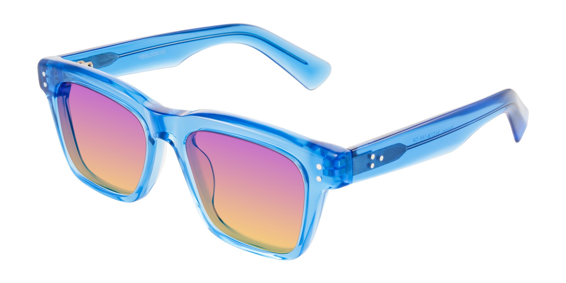 Angle of Paisley in Translucent Blue with Purple / Yellow Gradient Lenses