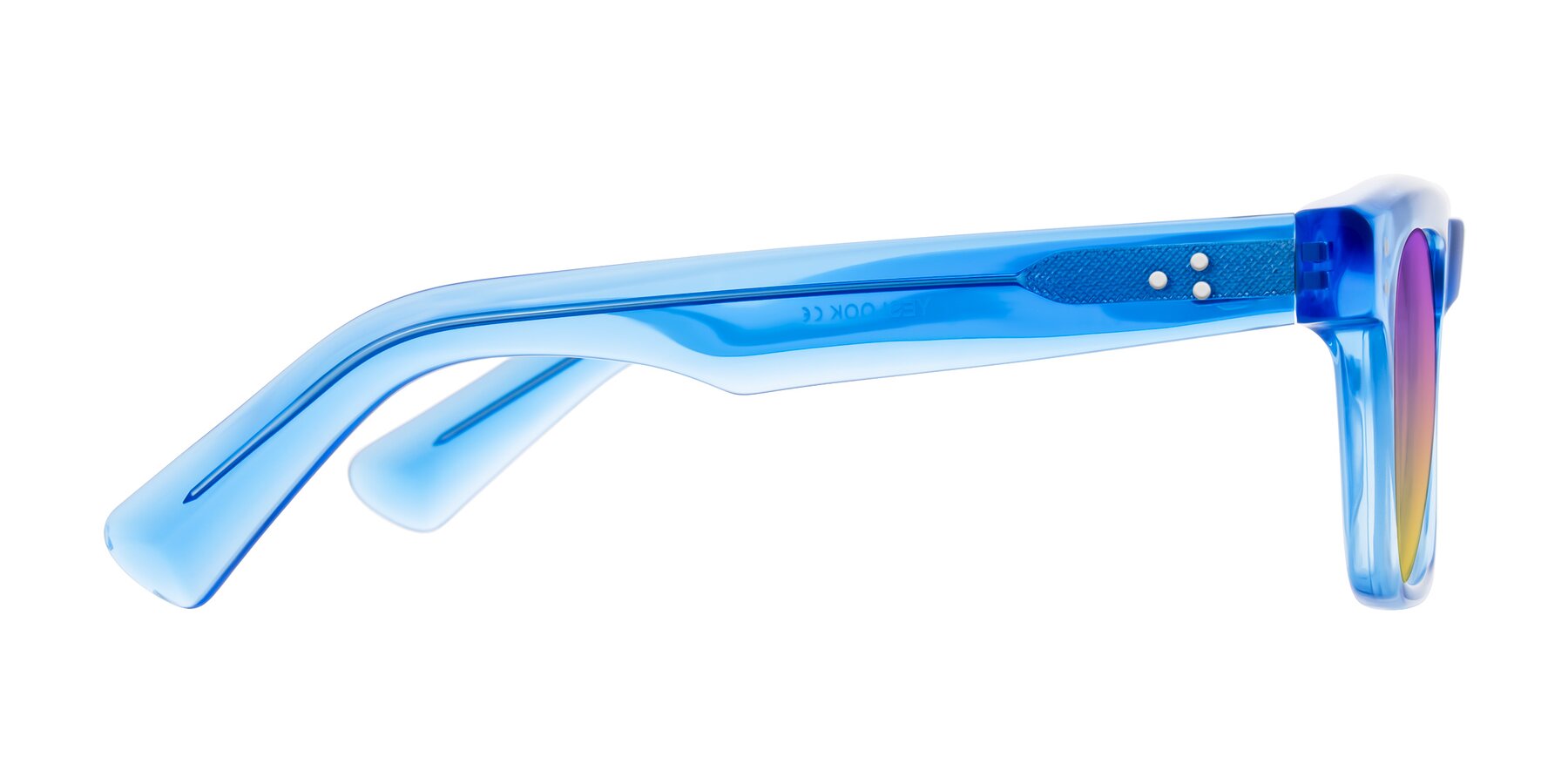 Side of Paisley in Translucent Blue with Purple / Yellow Gradient Lenses