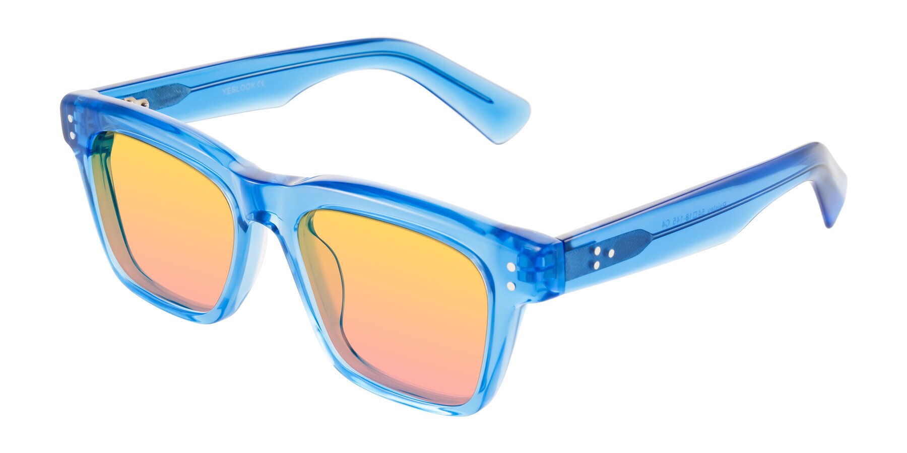 Angle of Paisley in Translucent Blue with Yellow / Pink Gradient Lenses