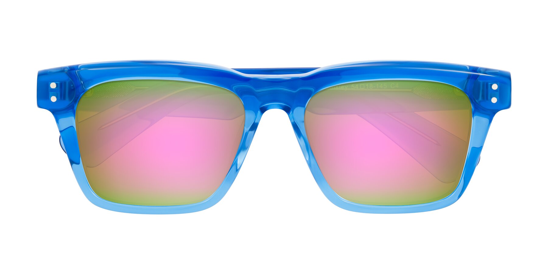 Folded Front of Paisley in Translucent Blue with Pink Mirrored Lenses