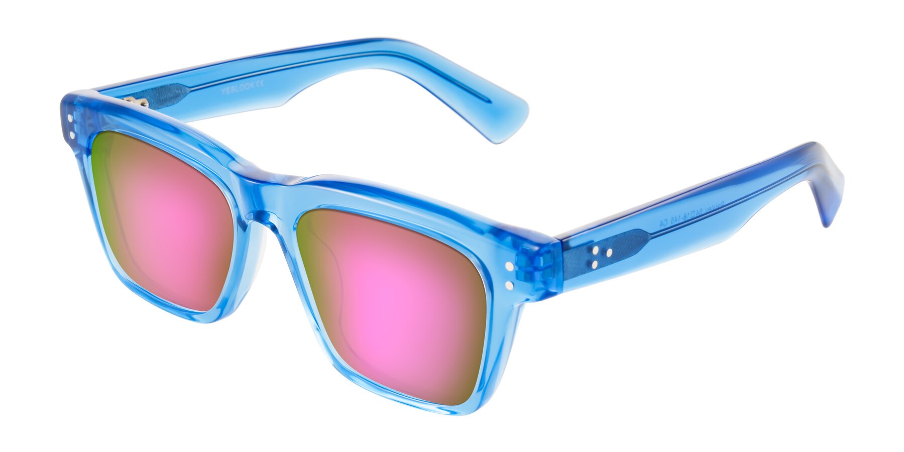 Angle of Paisley in Translucent Blue with Pink Mirrored Lenses