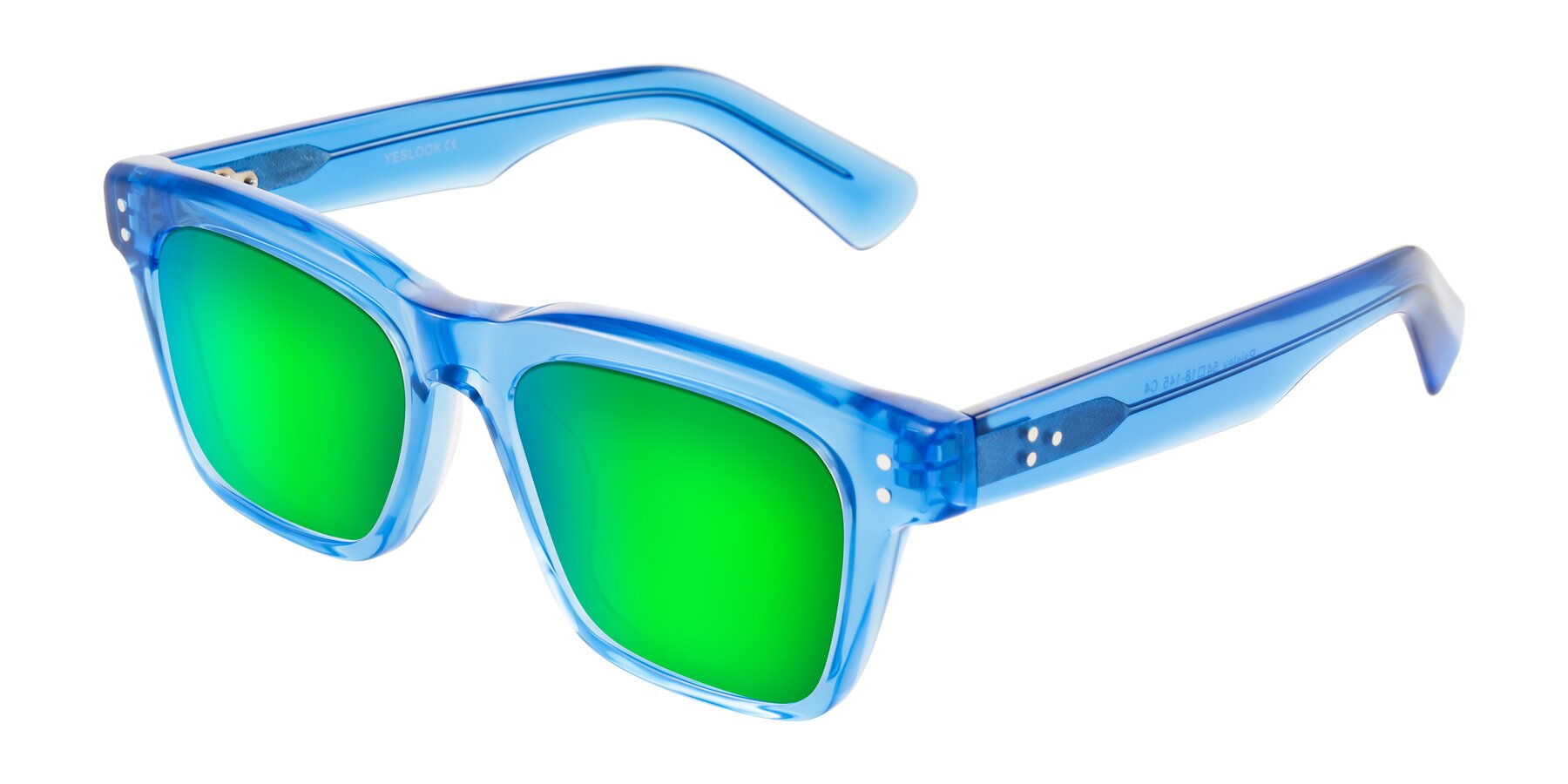 Angle of Paisley in Translucent Blue with Green Mirrored Lenses